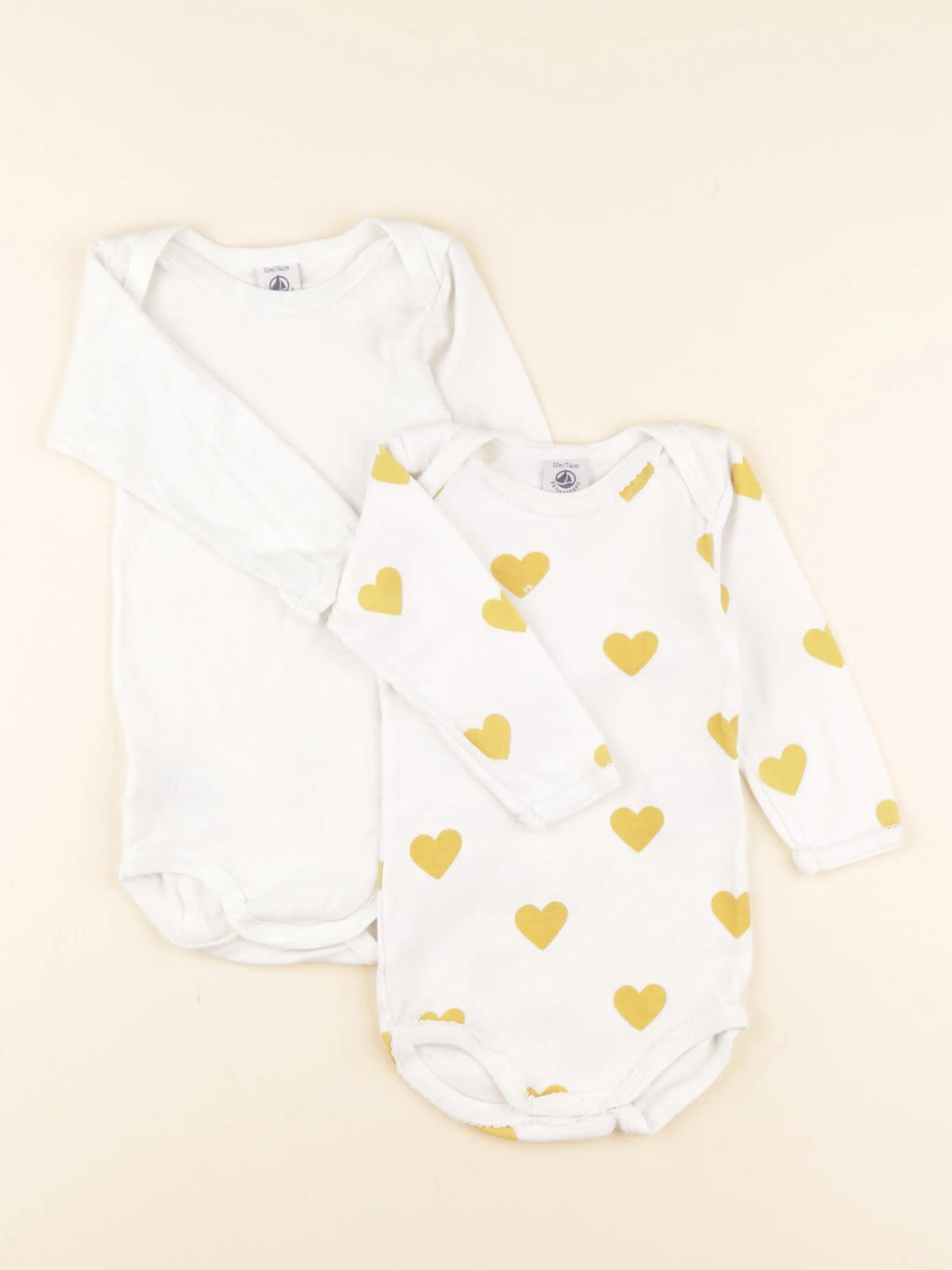 Petit Bateau - lot de 2 bodies en coton jaune - 12 mois