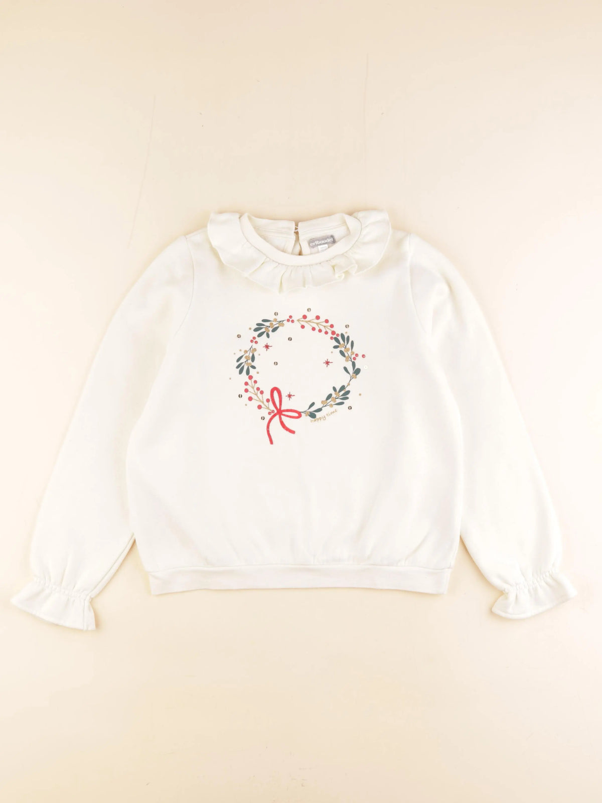 Vertbaudet - sweat blanc - 10 ans