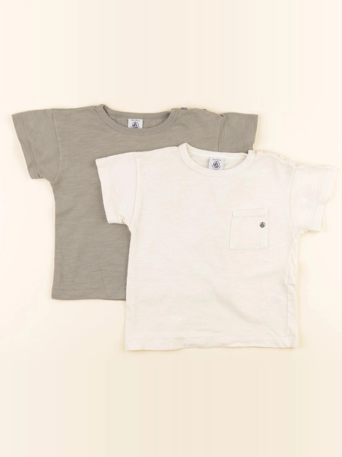 Petit Bateau - tee-shirt blanc, vert - 24 mois