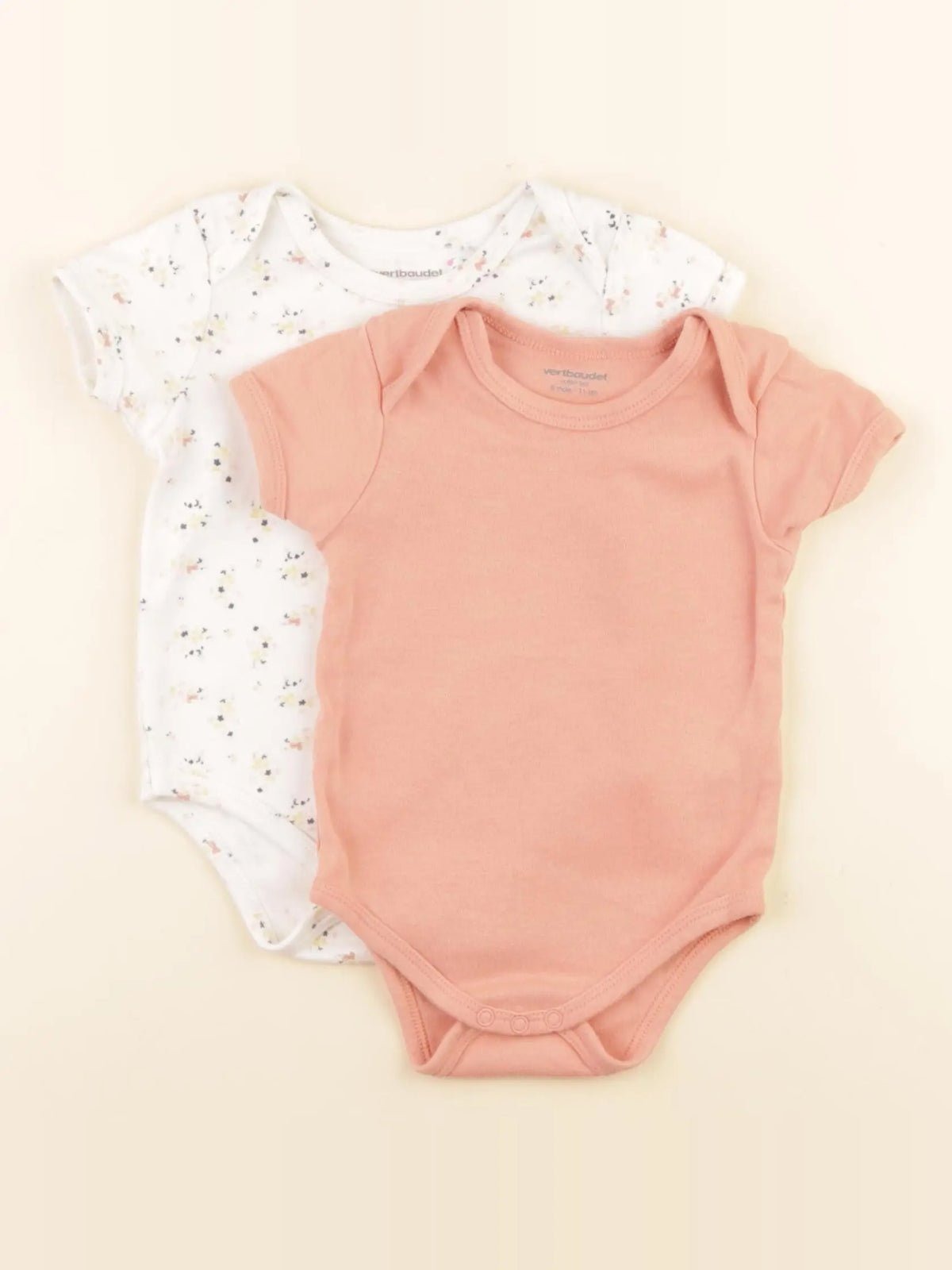 Vertbaudet - lot de 2 bodies en coton multicolore - 9 mois