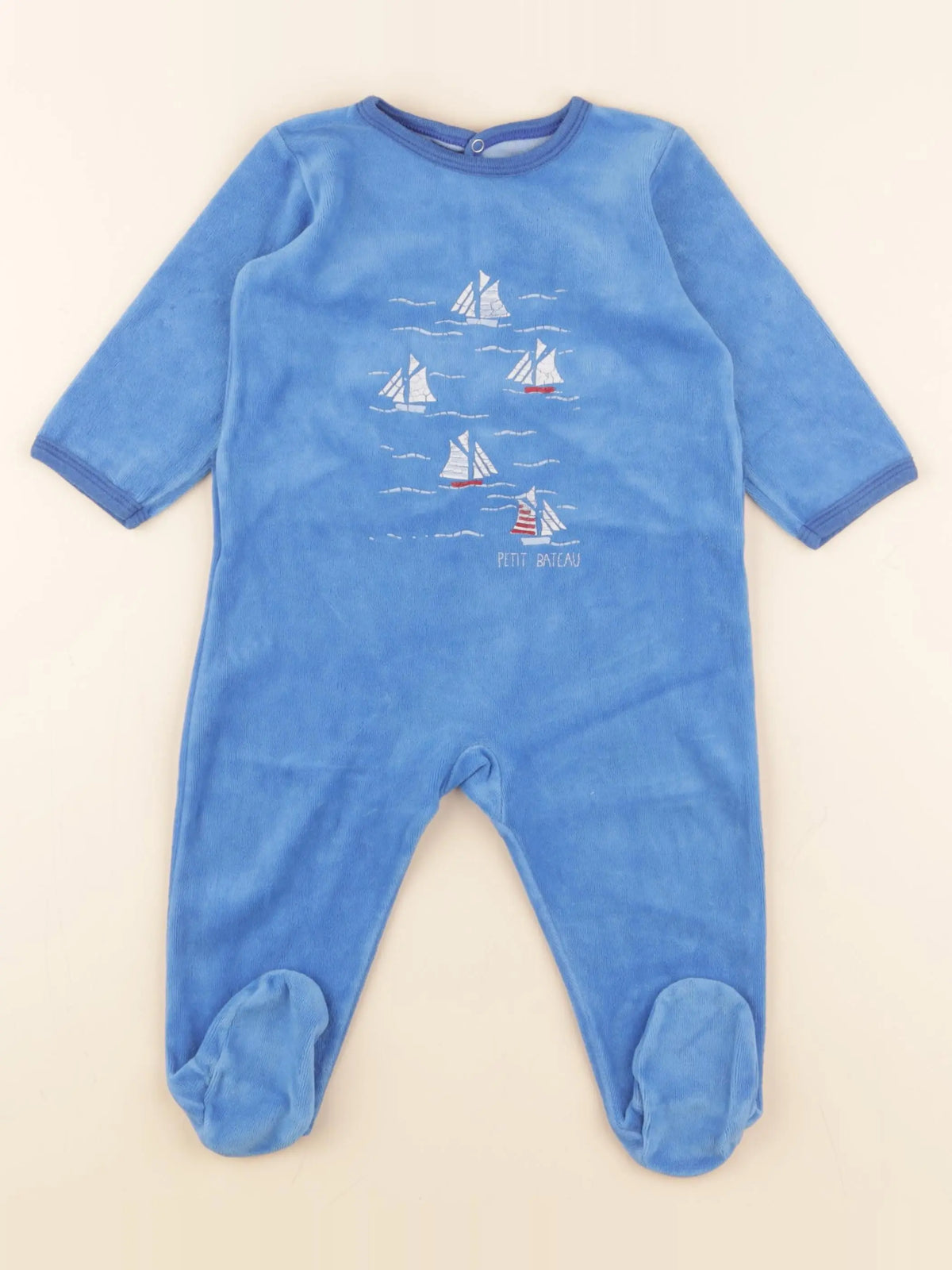 Petit Bateau - pyjama velours bleu - 12 mois