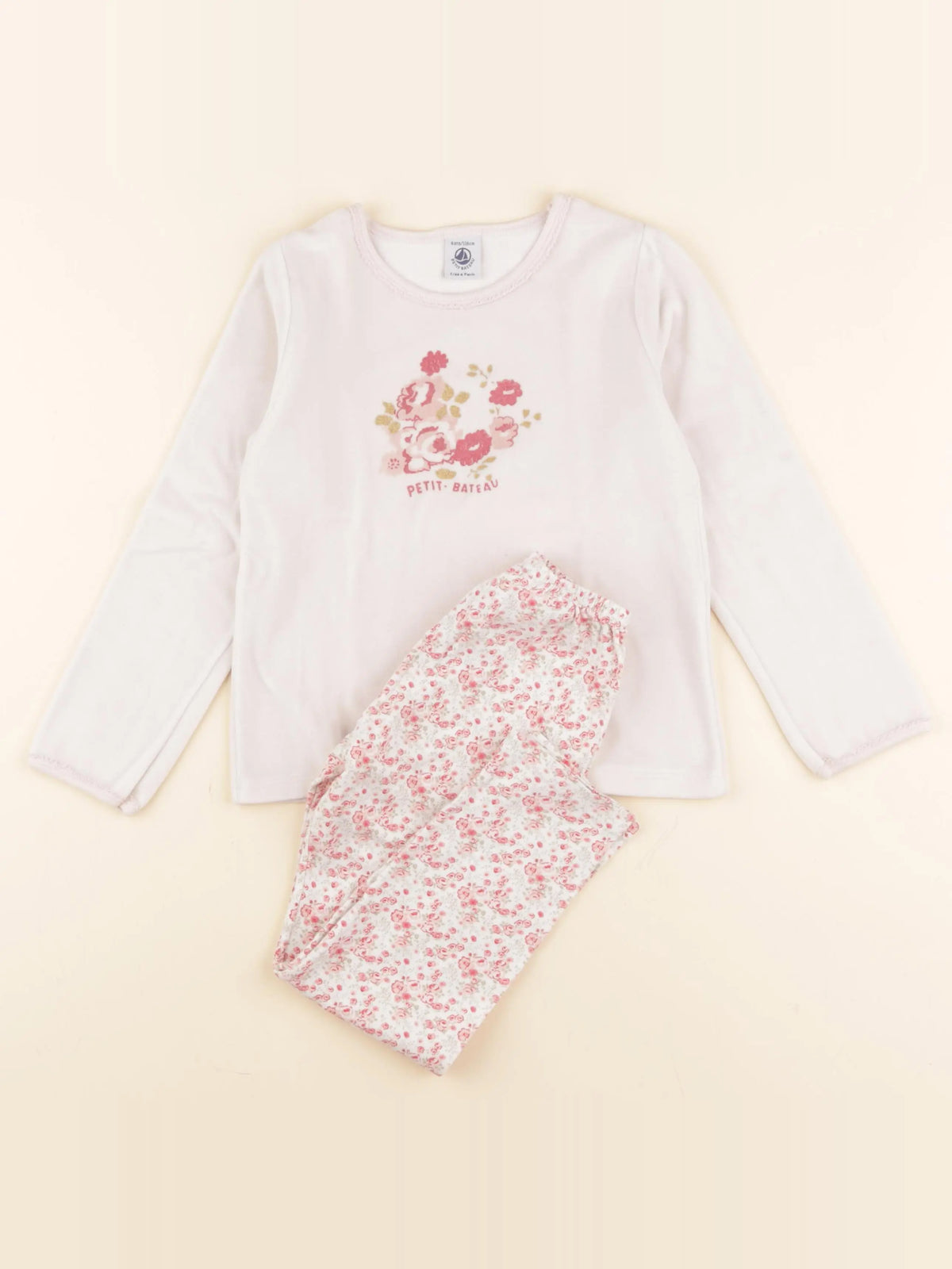Petit Bateau - pyjama velours rose - 6 ans