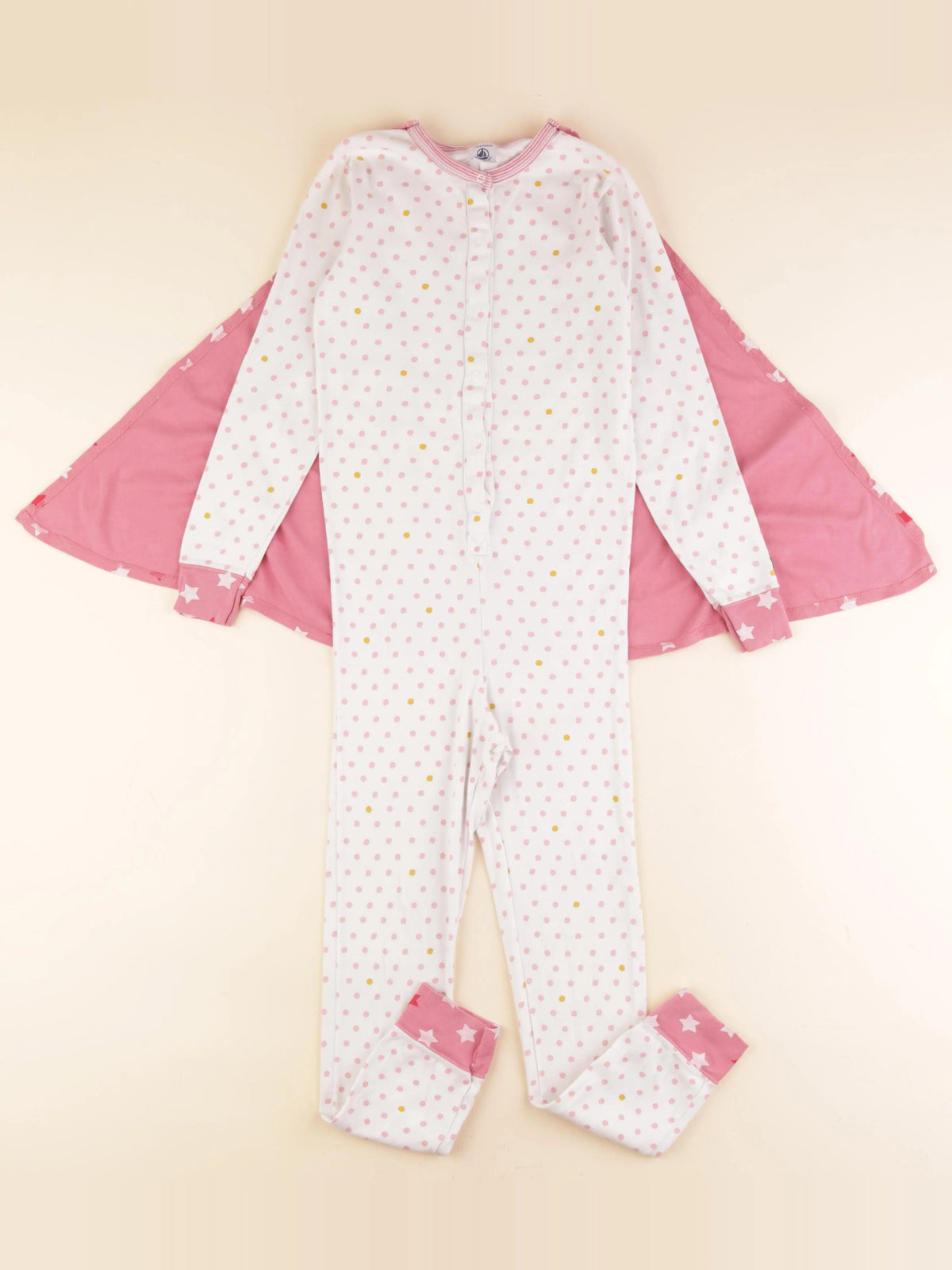 Petit Bateau - pyjama coton blanc, rose - 10 ans
