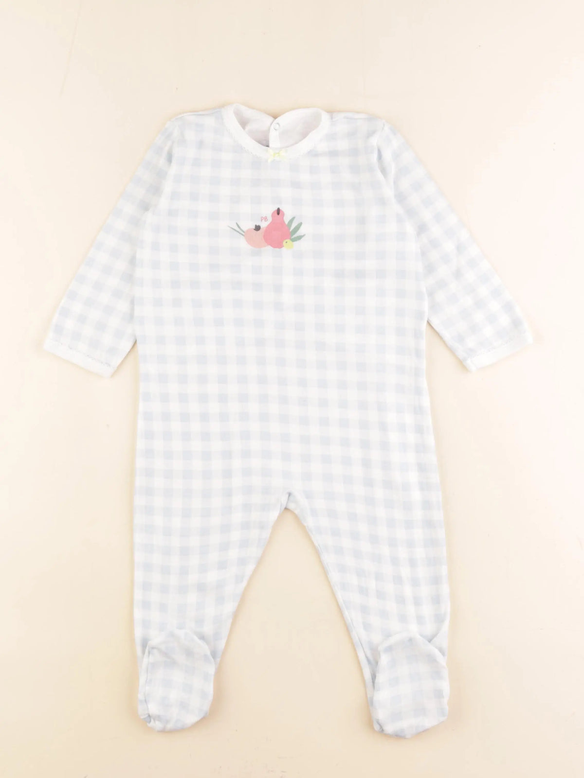 Petit Bateau - pyjama coton blanc, bleu - 18 mois