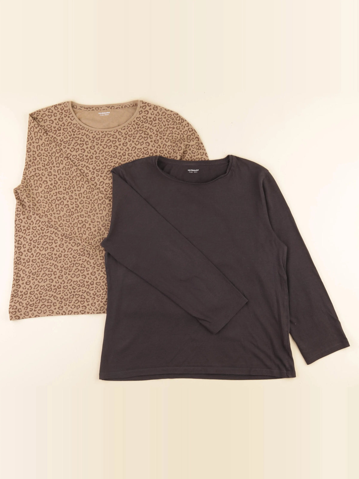 Vertbaudet - lot de 2 tee-shirts marron - 14 ans