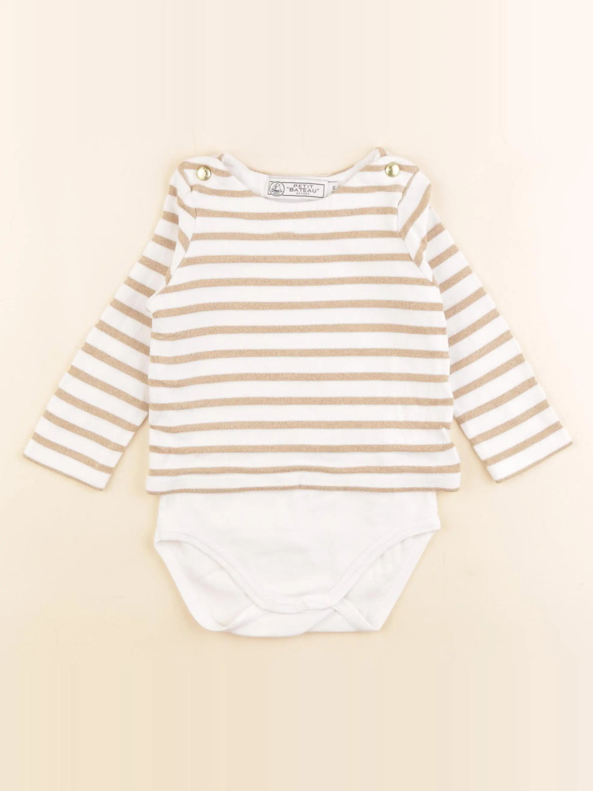 Petit Bateau - body tee-shirt blanc, or - 18 mois