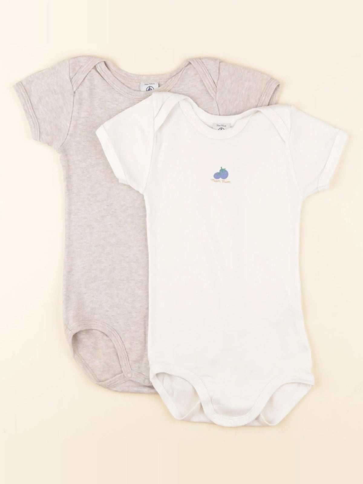 Petit Bateau - lot de 2 bodies en coton marron, blanc - 36 mois