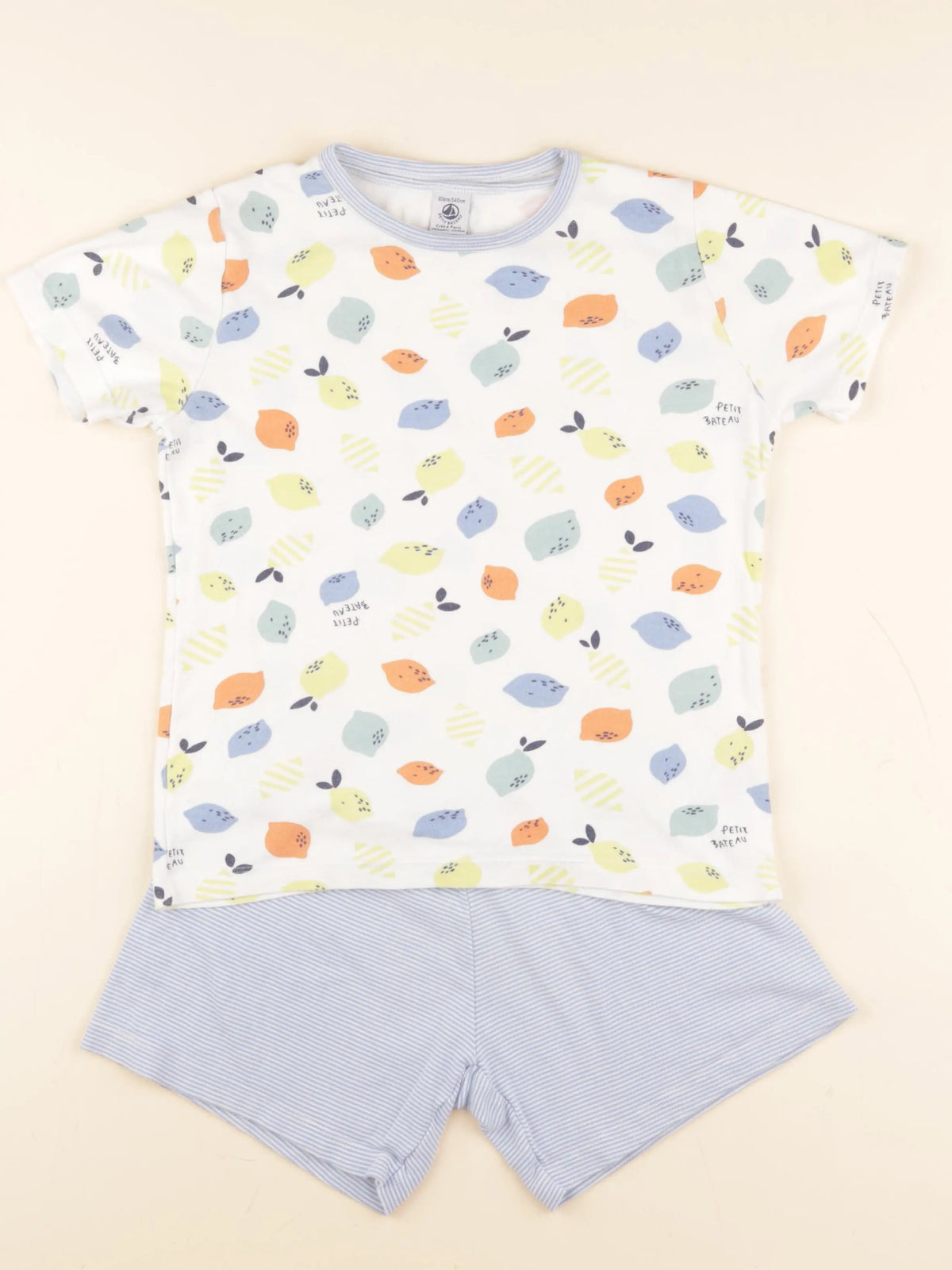 Petit Bateau - pyjama coton blanc, bleu - 10 ans