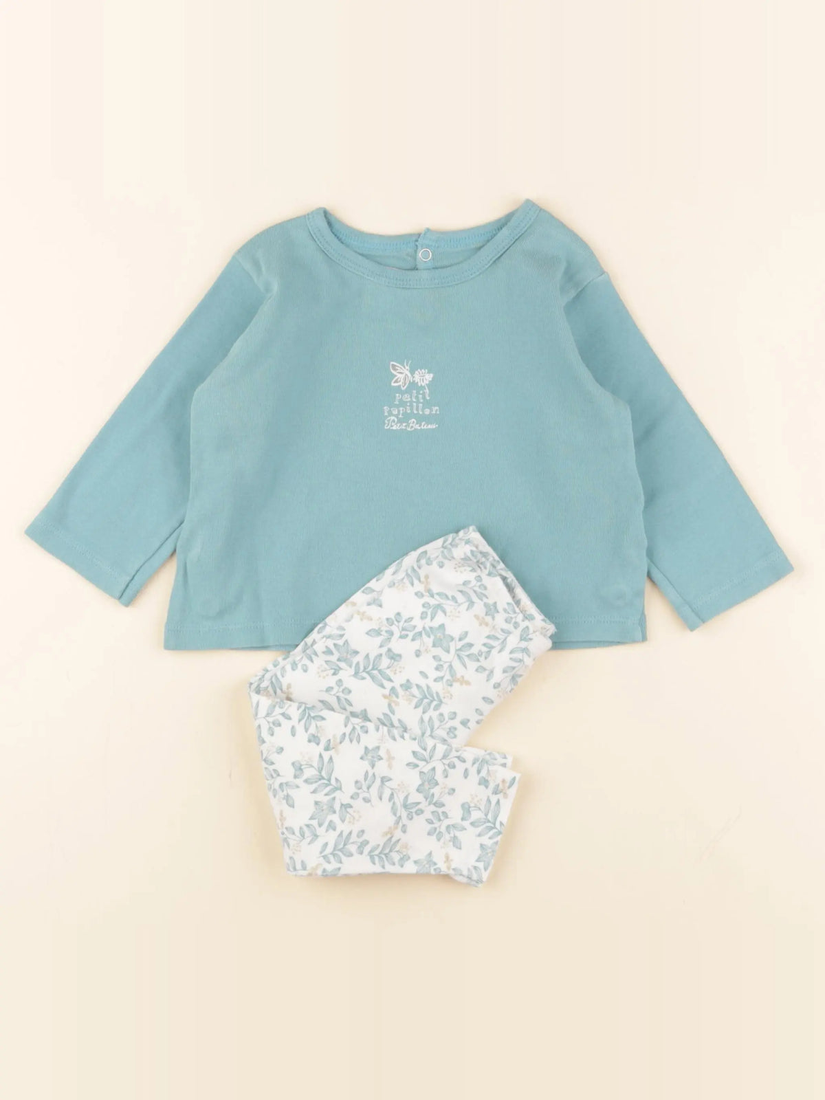 Petit Bateau - pyjama coton bleu - 9 mois
