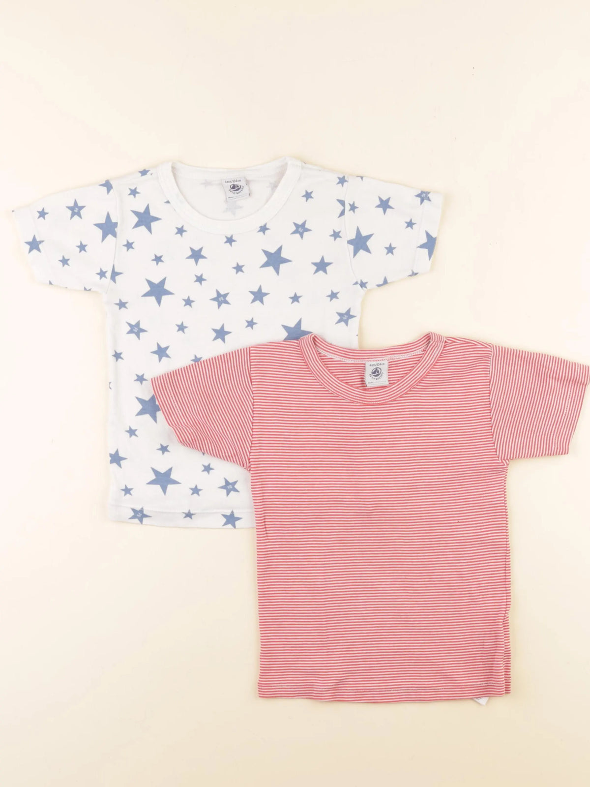 Petit Bateau - lot de 2 maillots de corps rouge, bleu - 4 ans