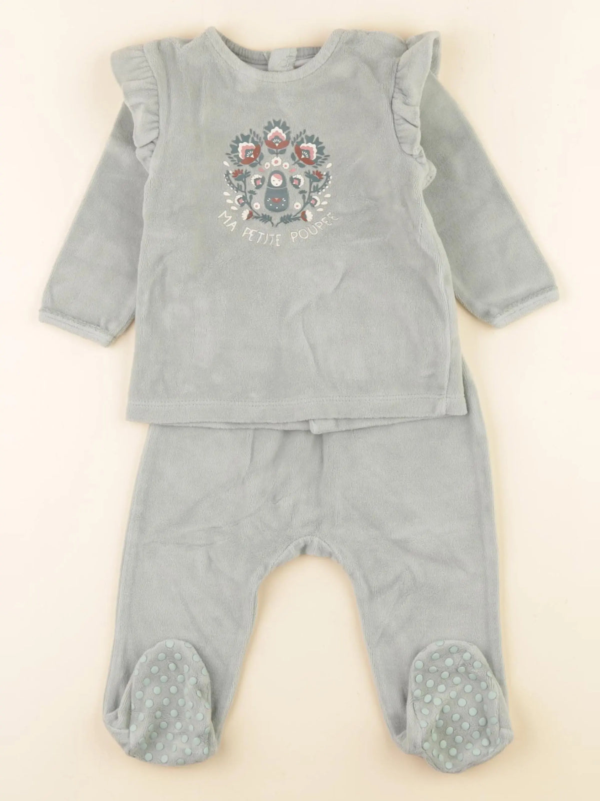 Vertbaudet - pyjama velours vert - 12 mois