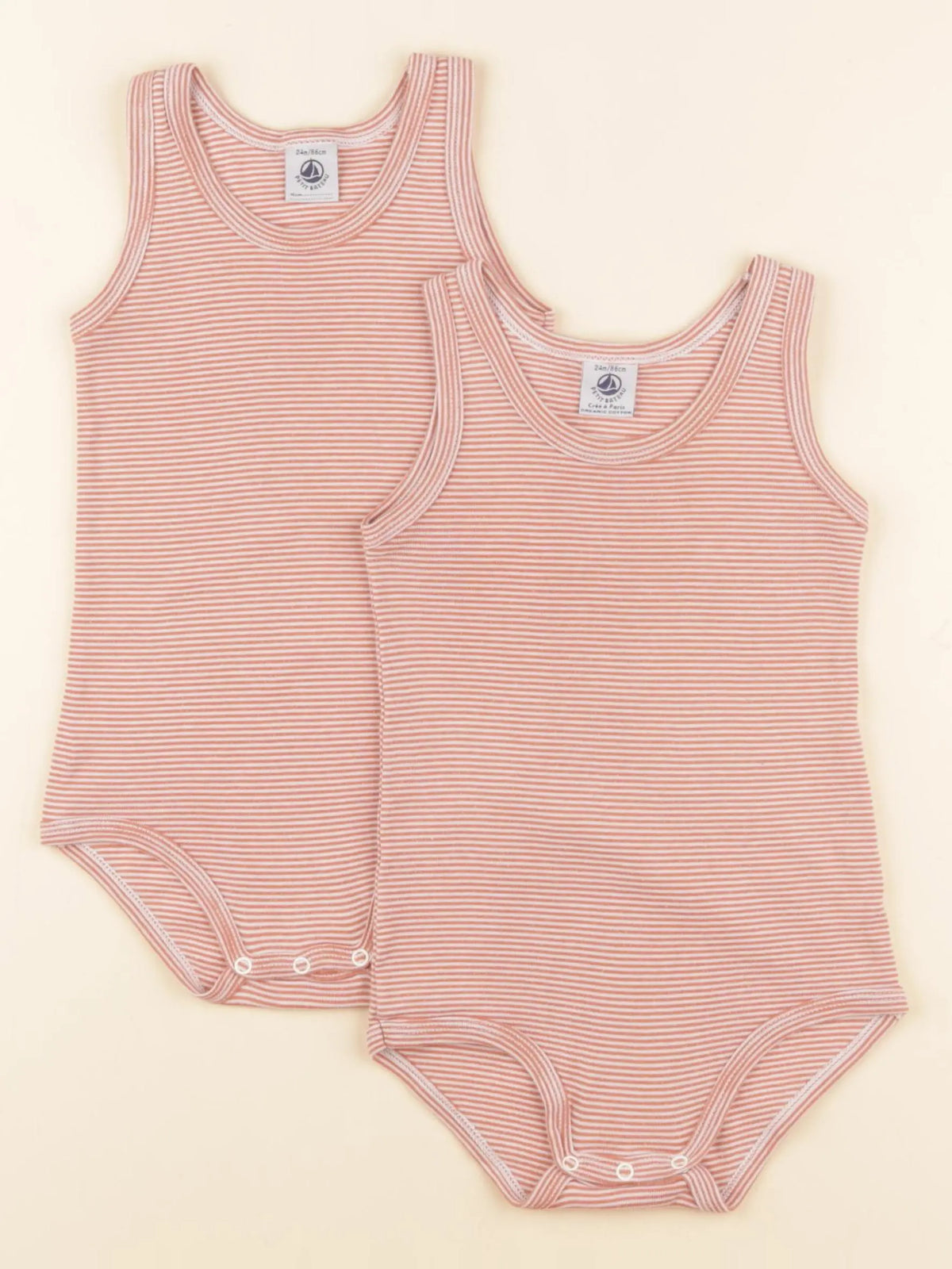 Petit Bateau - lot de 2 bodies en coton orange - 24 mois