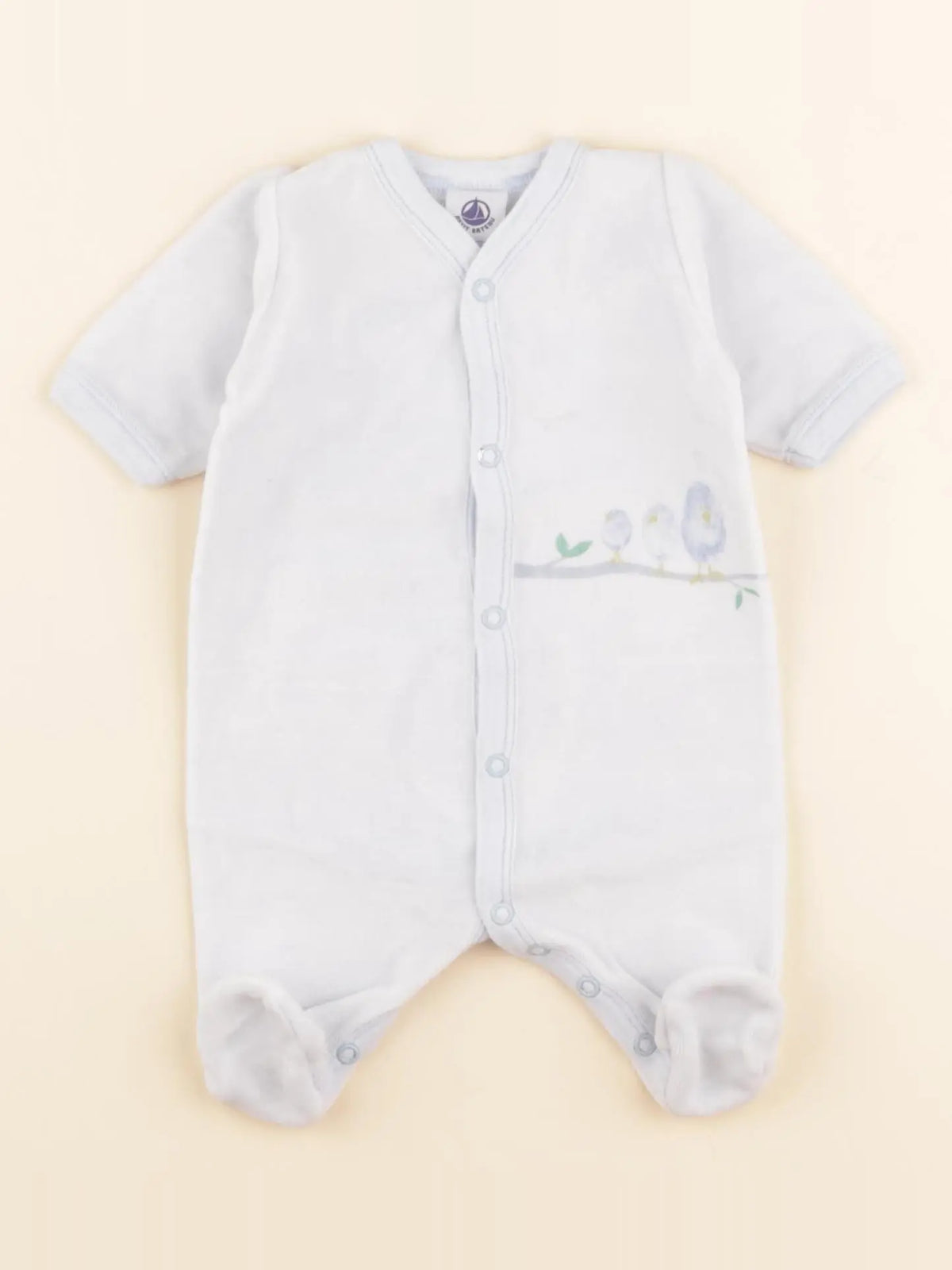 Petit Bateau - pyjama velours bleu - 0 mois