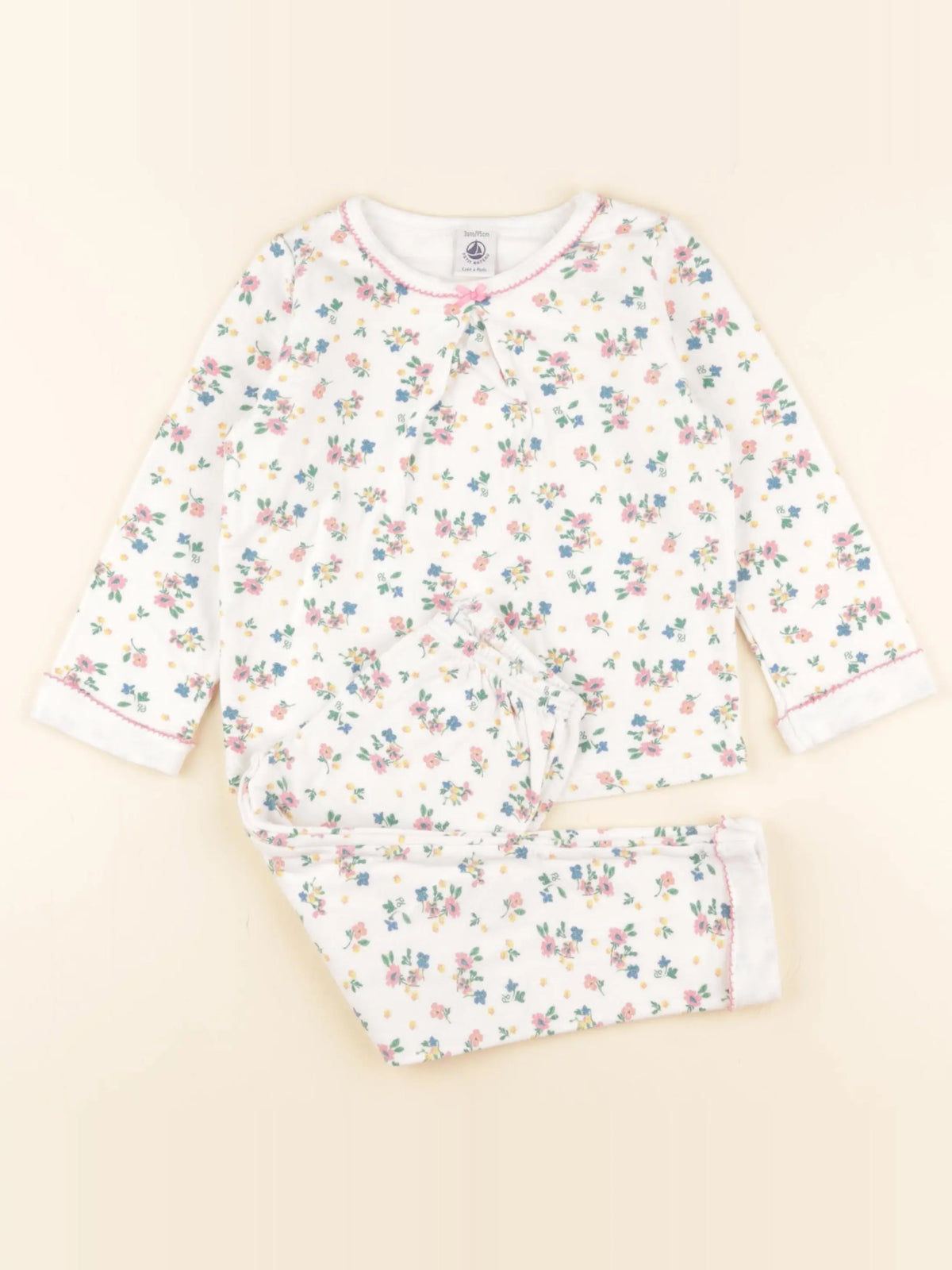 Petit Bateau - pyjama coton blanc - 3 ans
