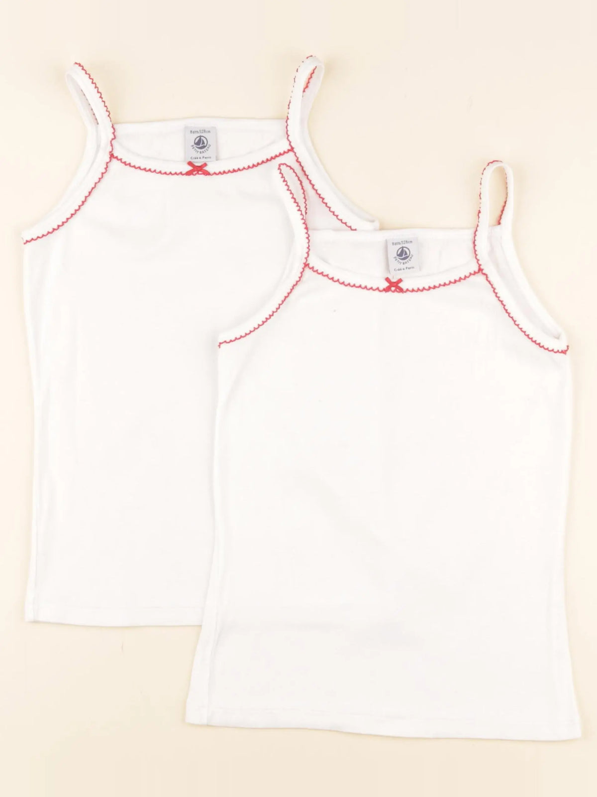 Petit Bateau - lot de 2 maillots de corps blanc - 8 ans