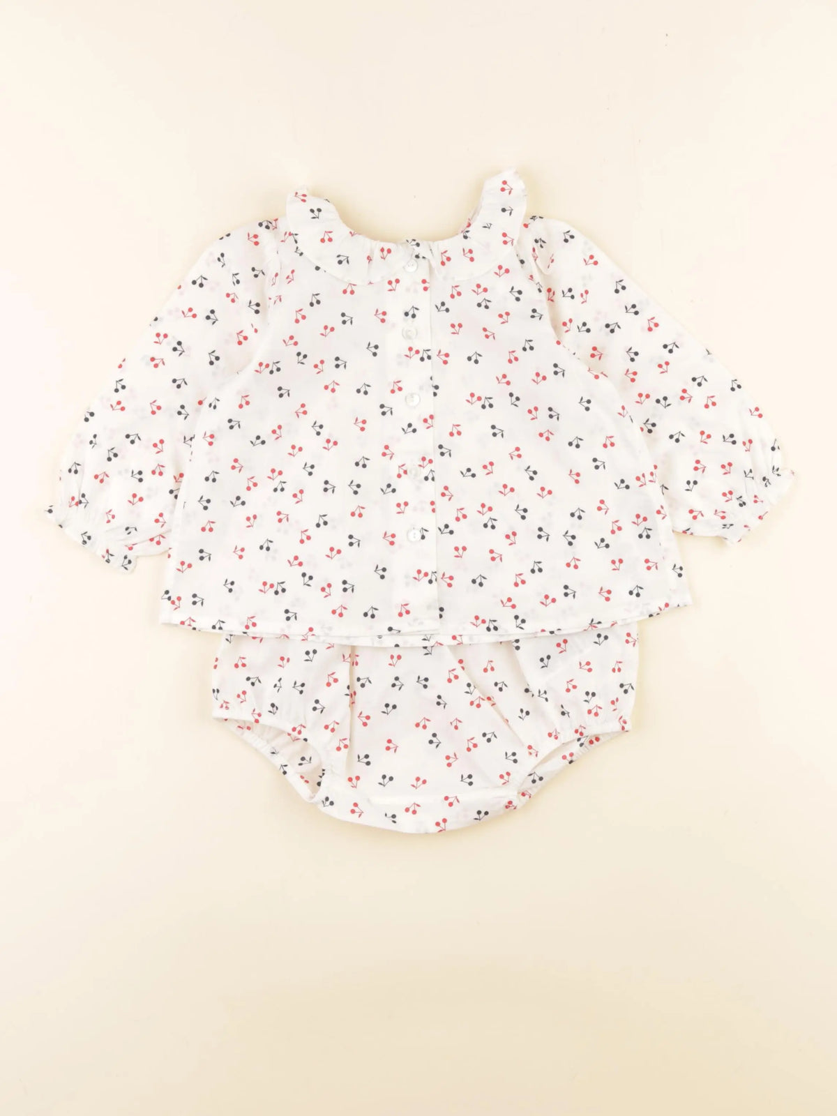 Bonpoint - ensemble beige, rouge, bleu - 12 mois