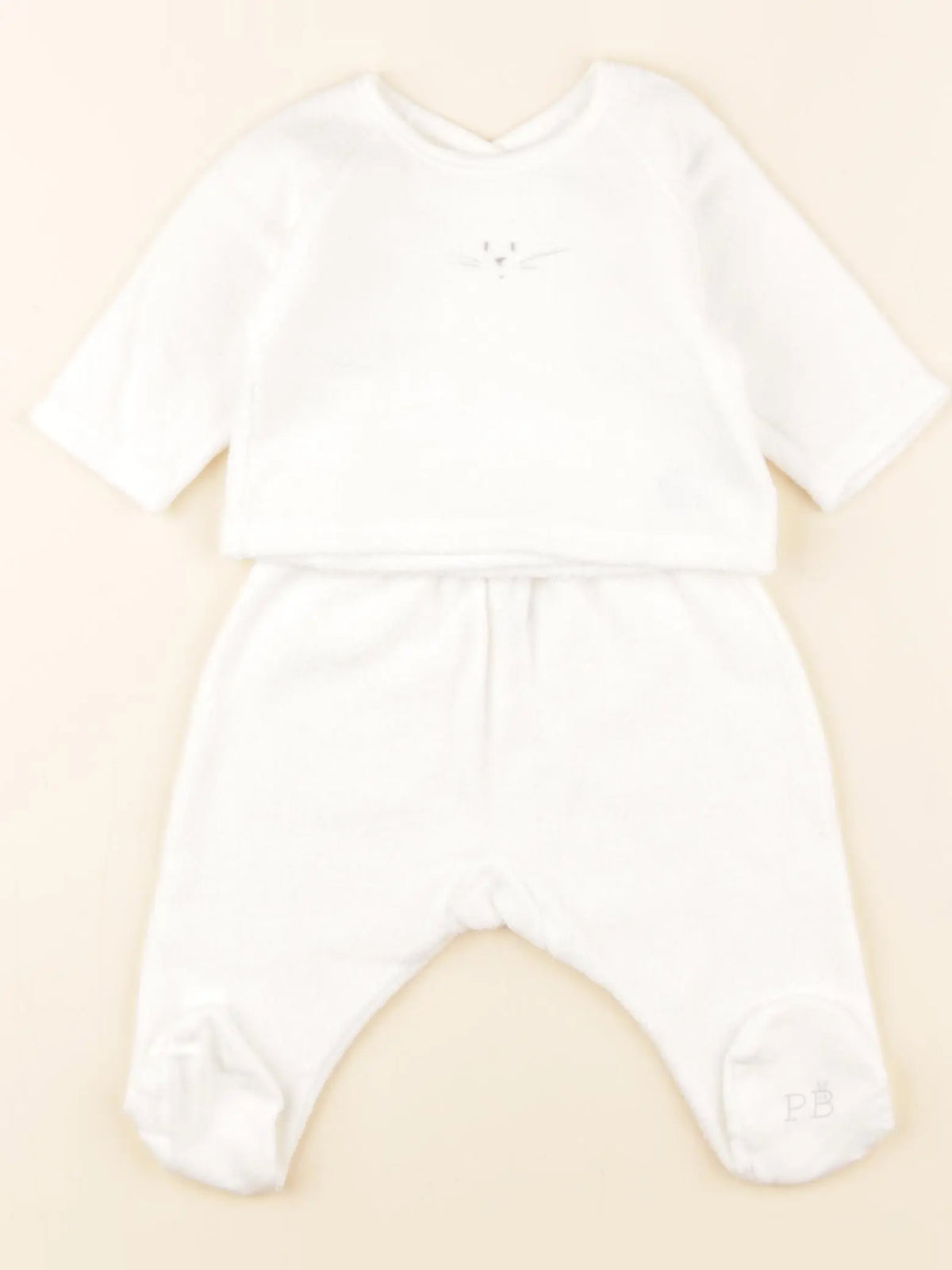 Petit Bateau - ensemble blanc - 1 mois