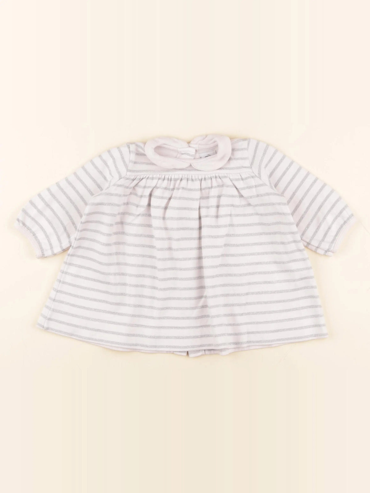 Petit Bateau - tee-shirt blanc, argent - 6 mois