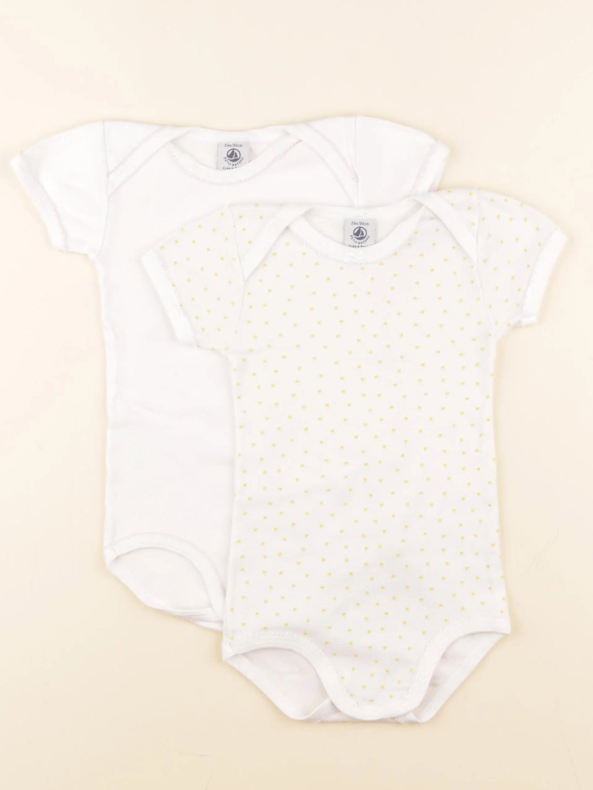 Petit Bateau - lot de 2 bodies en coton blanc - 24 mois