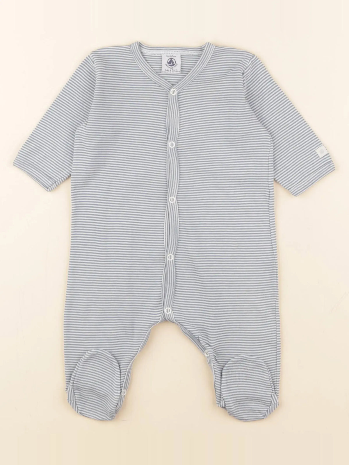 Petit Bateau - pyjama coton bleu - 3 mois