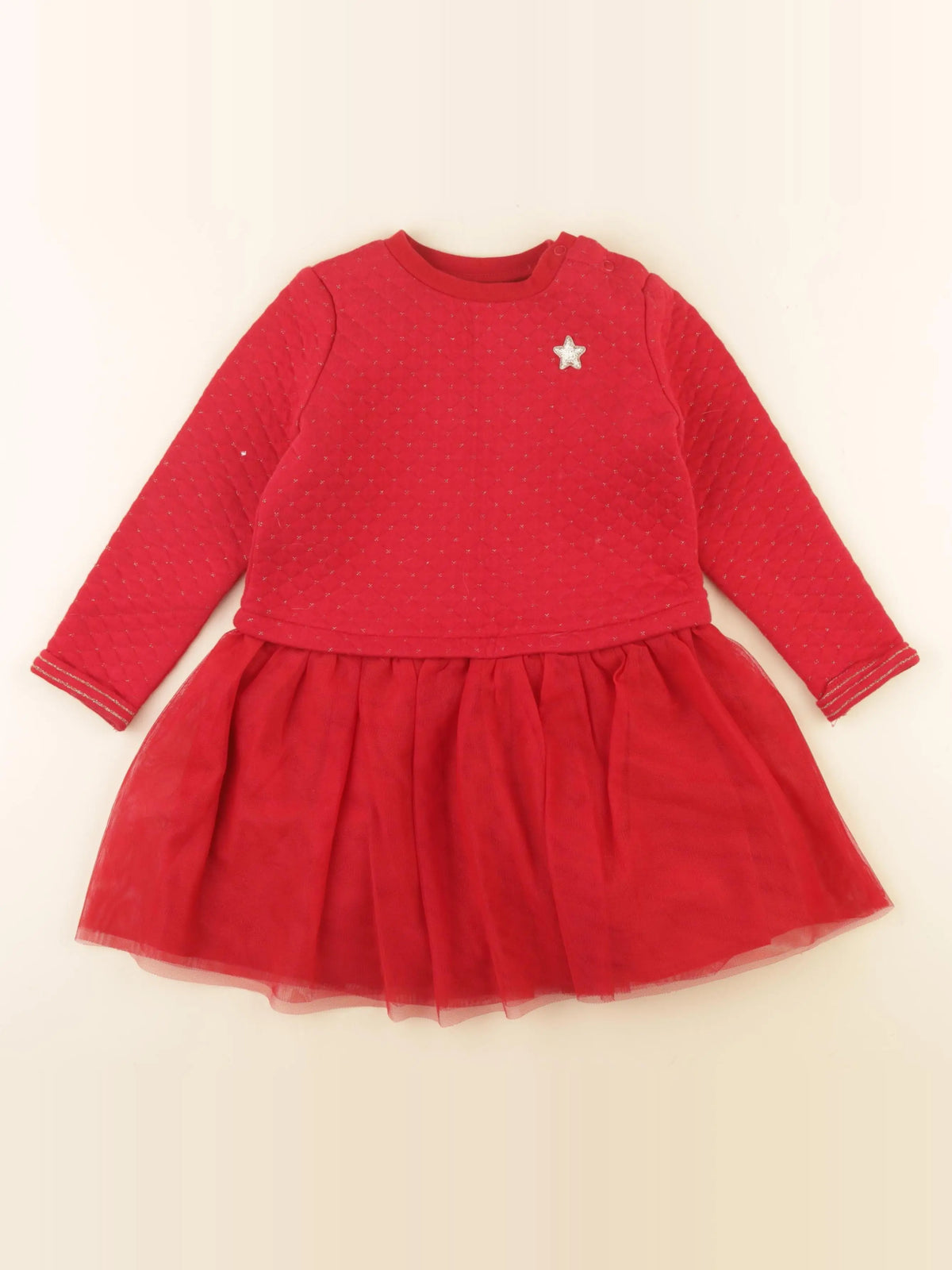 Vertbaudet - robe or, rouge - 4 ans
