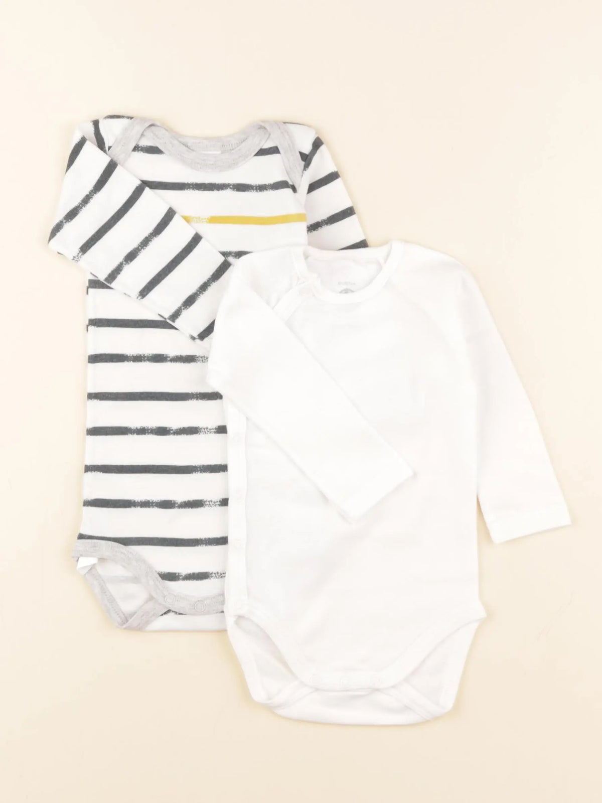 Petit Bateau - lot de 2 bodies en coton blanc, bleu - 6 mois