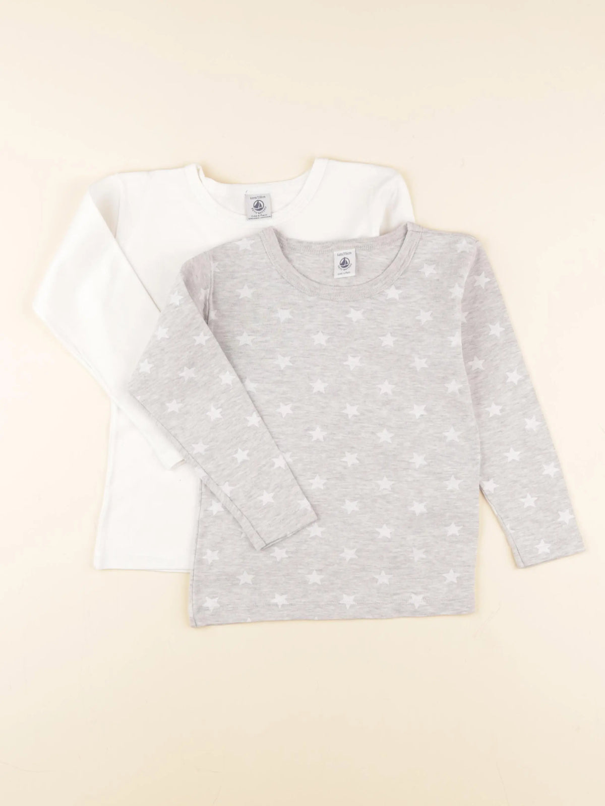 Petit Bateau - lot de 2 maillots de corps gris, blanc - 6 ans