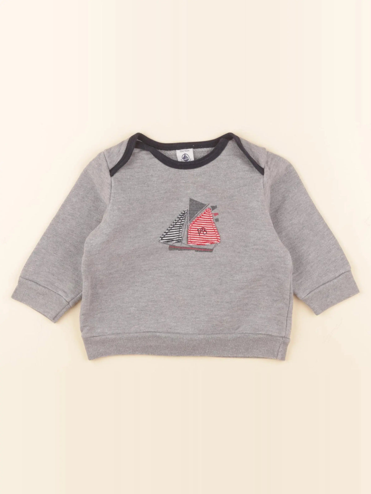 Petit Bateau - sweat gris - 12 mois