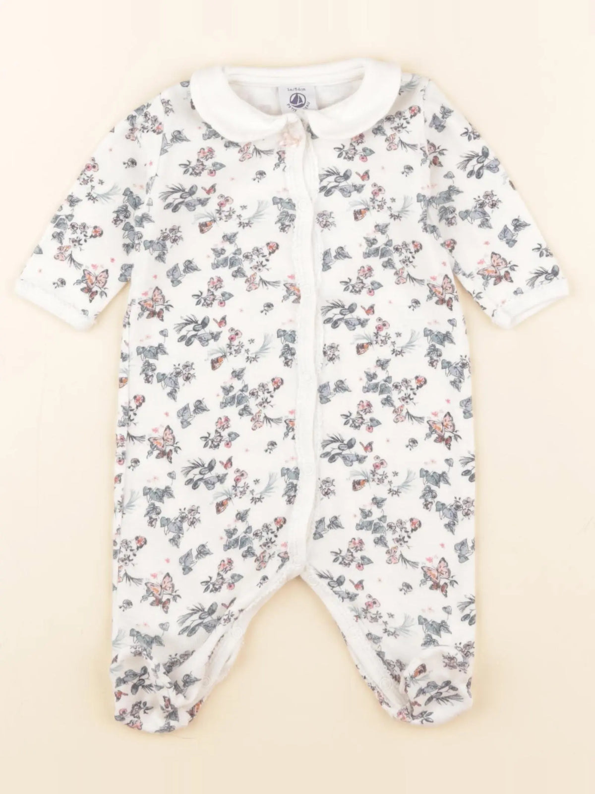 Petit Bateau - pyjama coton blanc - 1 mois