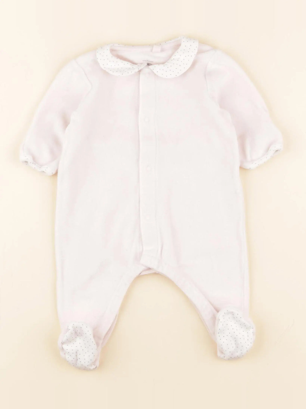 Petit Bateau - pyjama velours rose - 1 mois