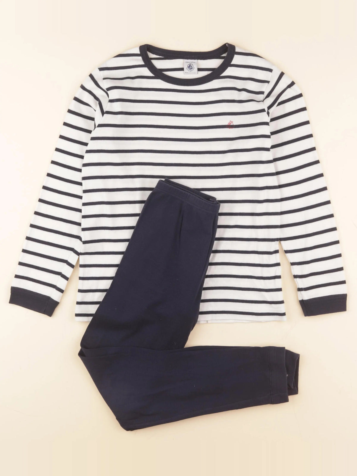 Petit Bateau - pyjama coton beige, bleu - 10 ans