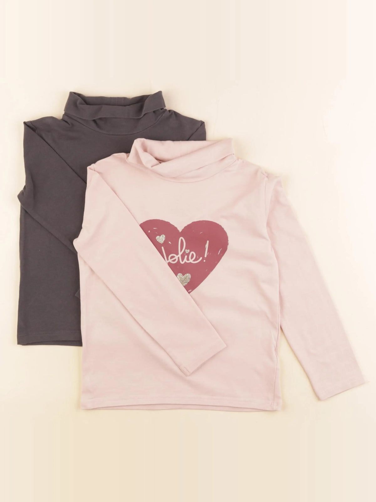 Vertbaudet - lot de 2 sous-pulls rose, gris - 5 ans