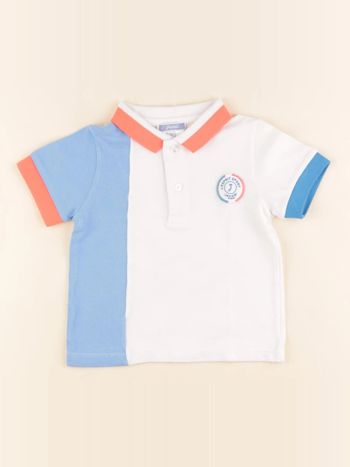 Jacadi - polo blanc, bleu, orange - 24 mois