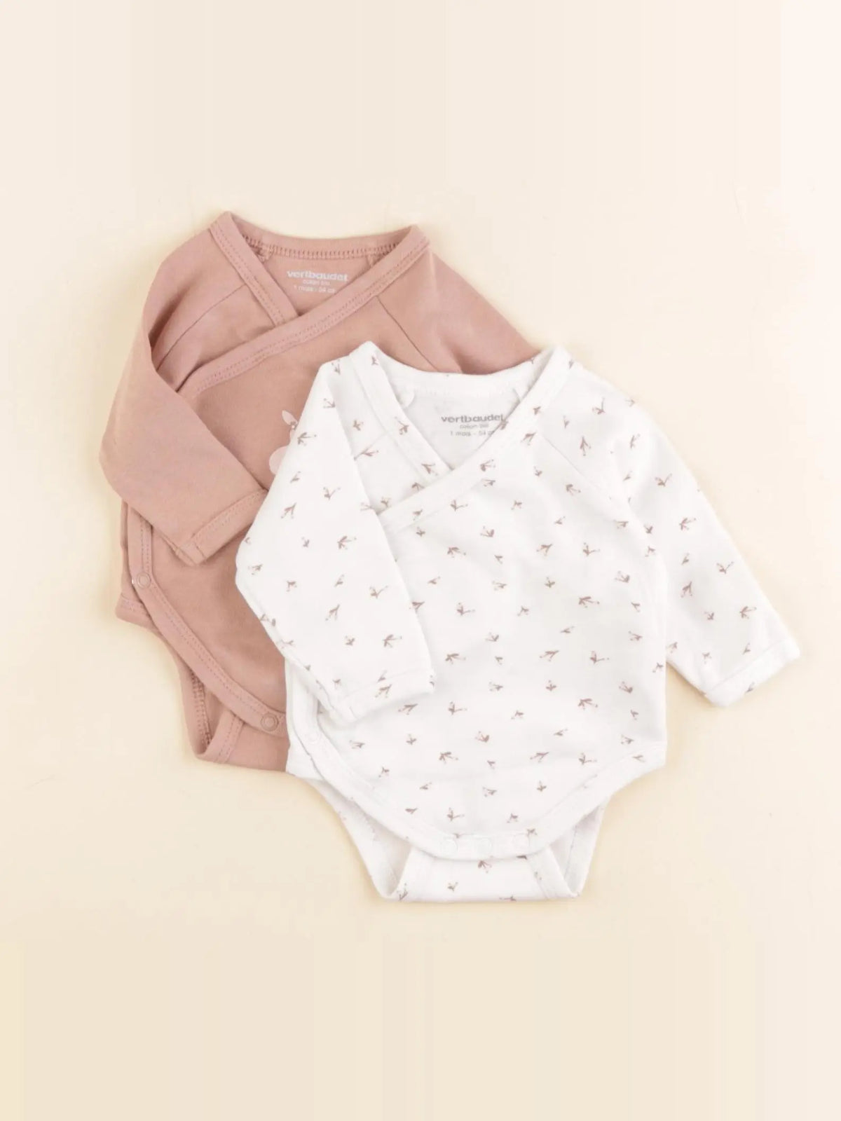 Vertbaudet - lot de 2 bodies en coton multicolore - 1 mois