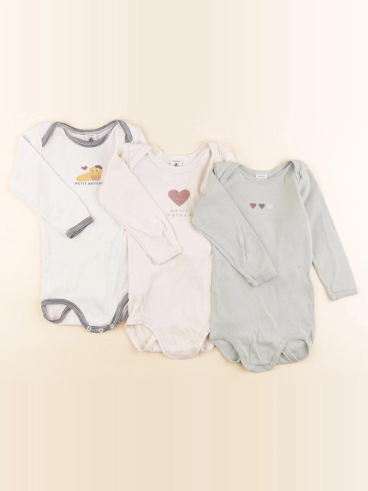 Petit Bateau - lot de 3 bodies en coton multicolore - 18 mois