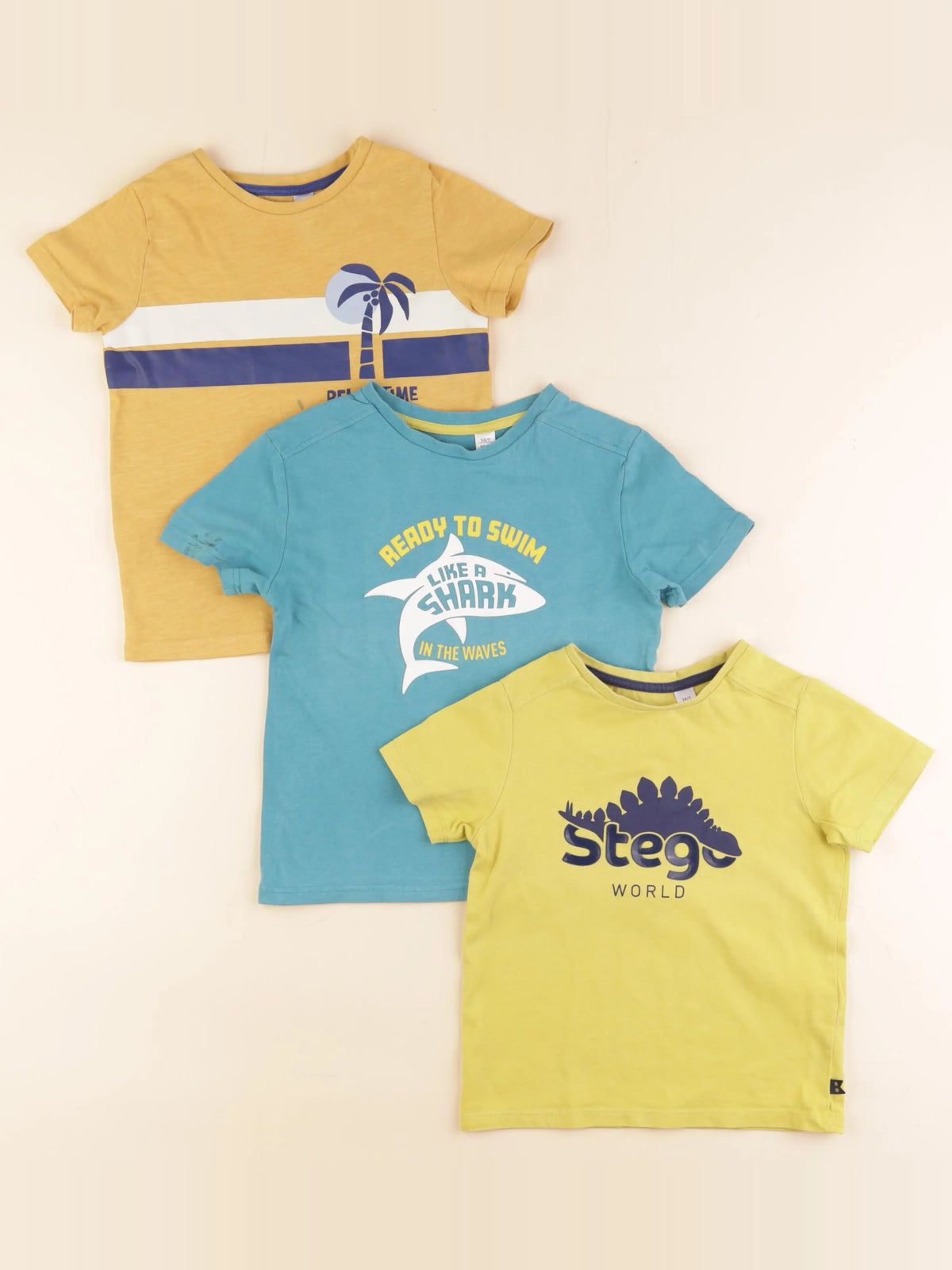 Okaidi - lot de 3 tee-shirts bleu, jaune - 3 ans