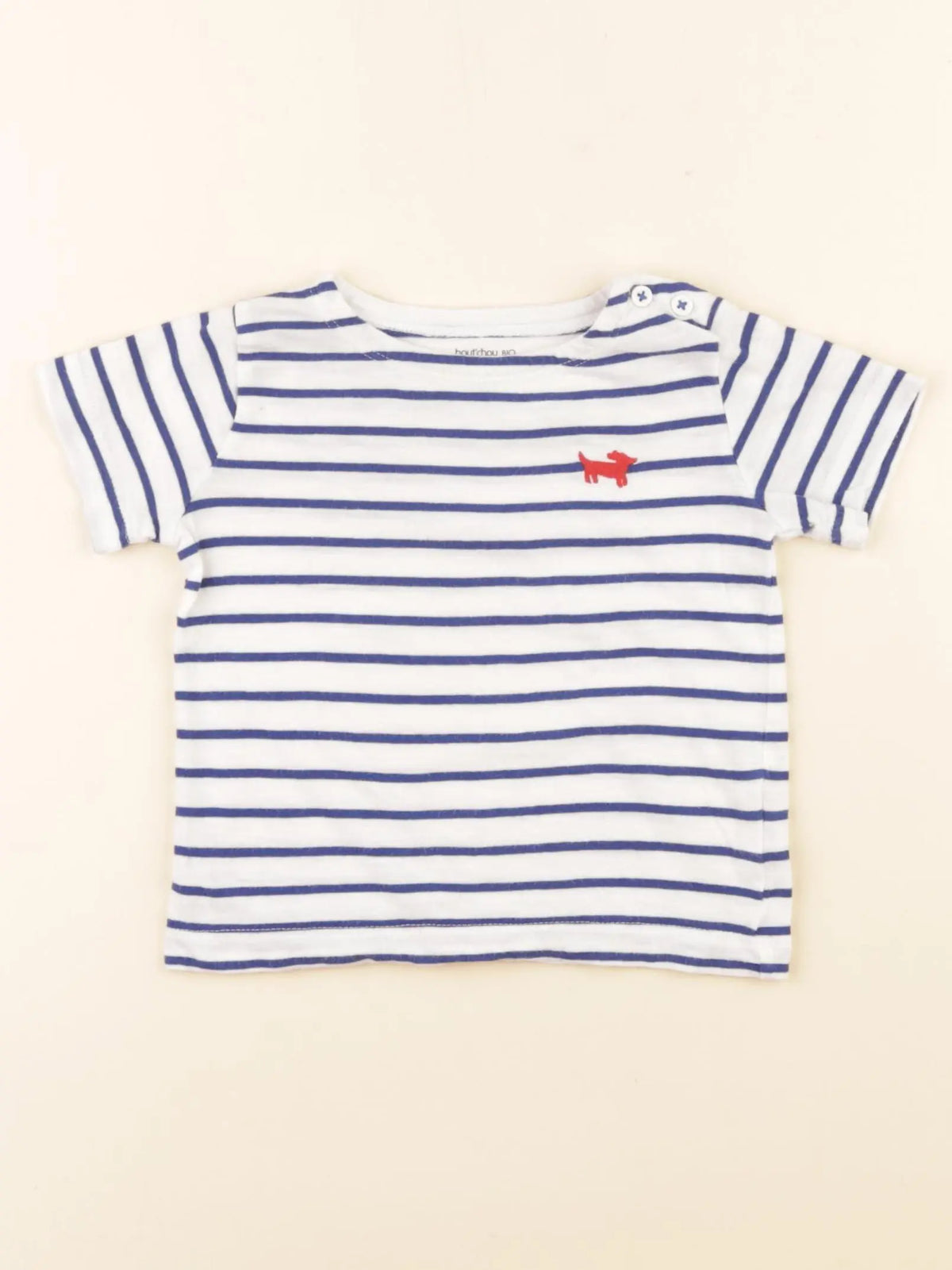 Boutchou - tee-shirt blanc, bleu - 9 mois