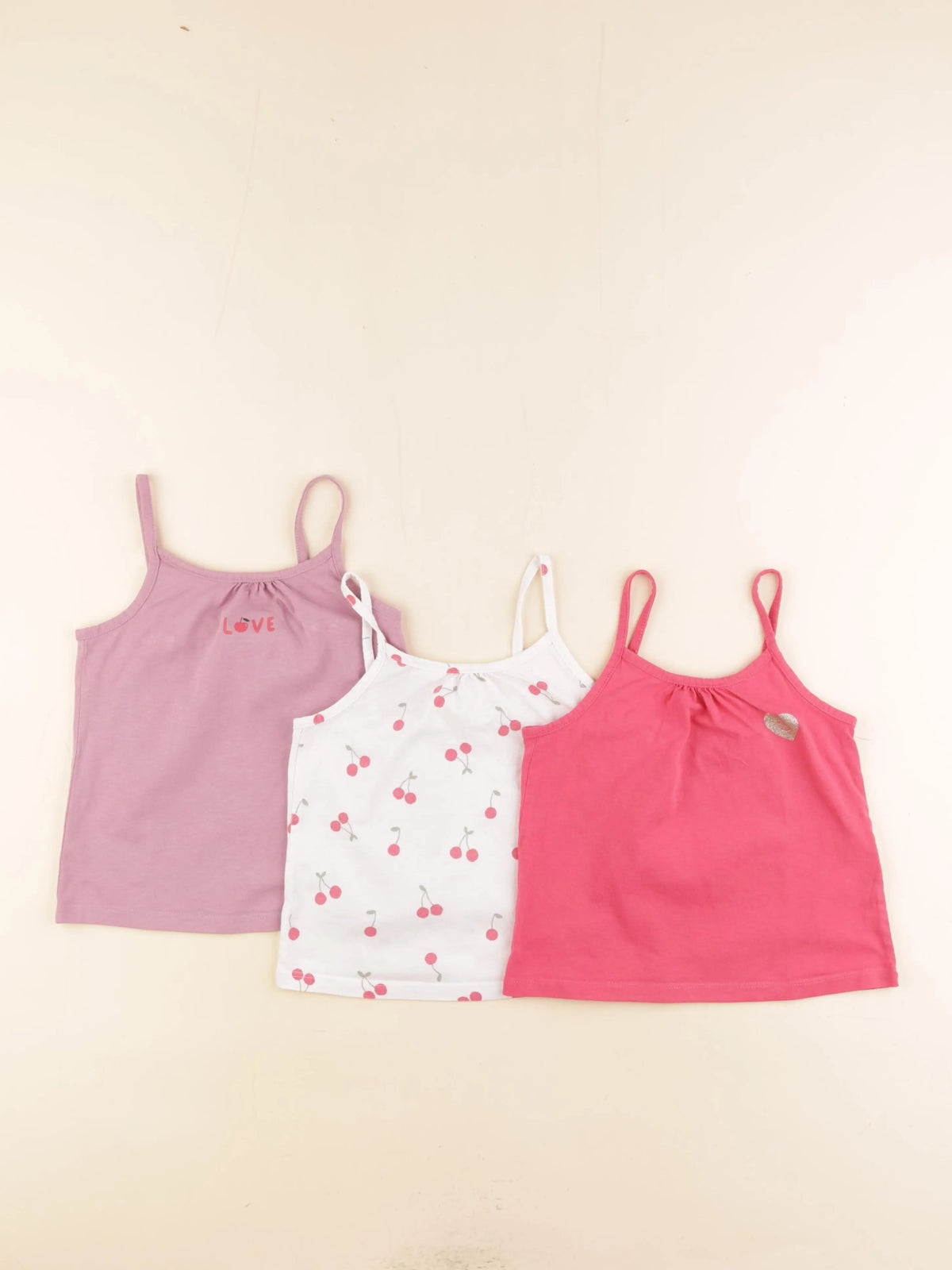 Vertbaudet - lot de 3 débardeurs rose, violet - 3 ans