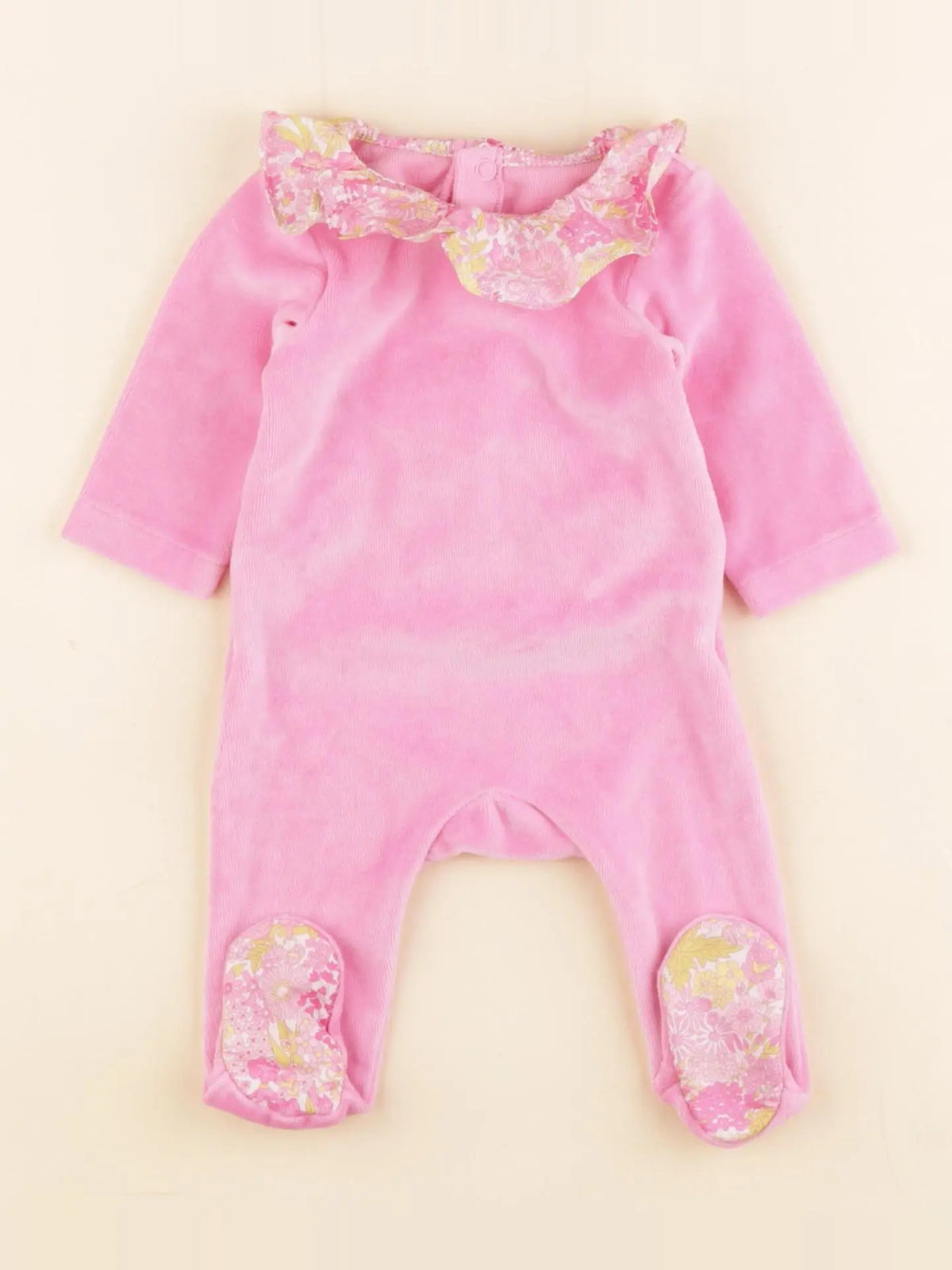 Jacadi - pyjama velours rose - 1 mois