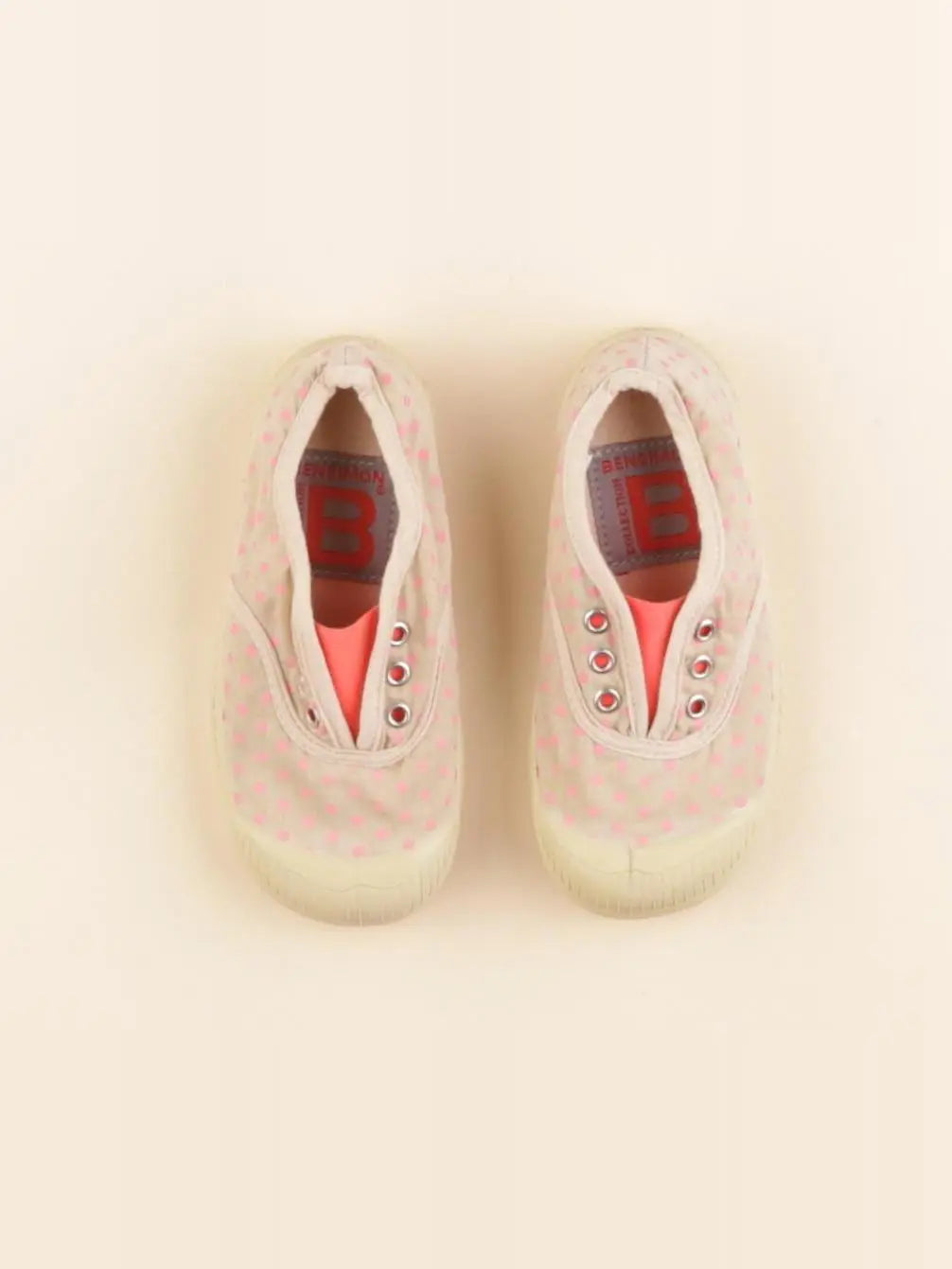 Bensimon - tennis élastiqué beige, rose - pointure 23