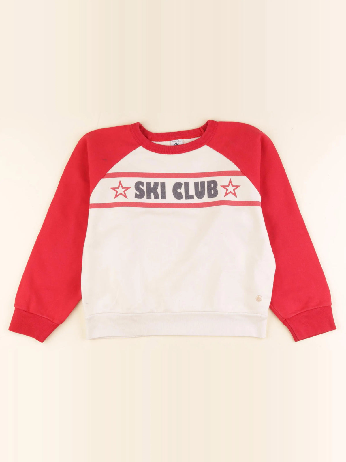 Petit Bateau - sweat beige, rouge - 10 ans