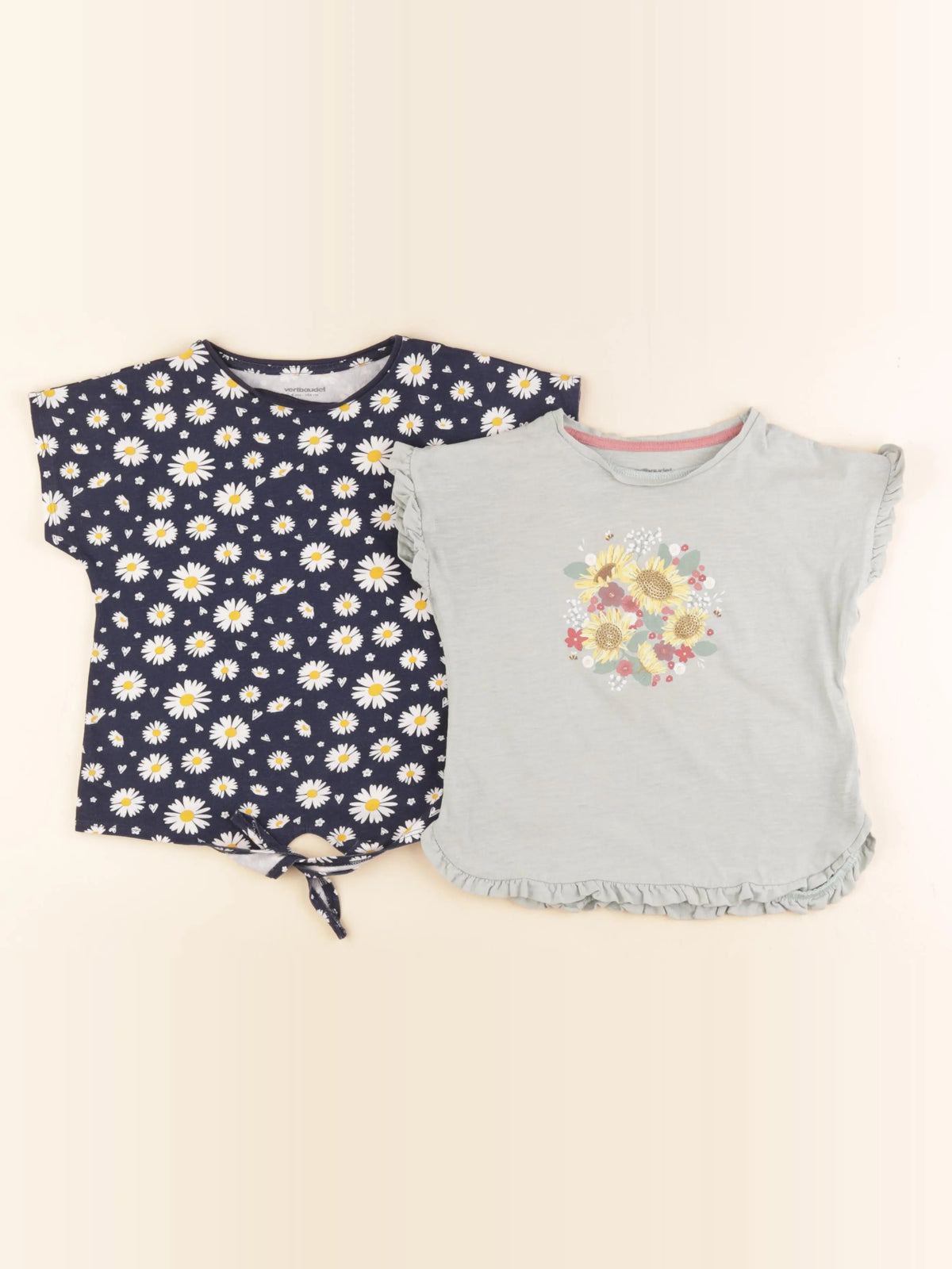 Vertbaudet - lot de 2 tee-shirts bleu, vert - 4 ans