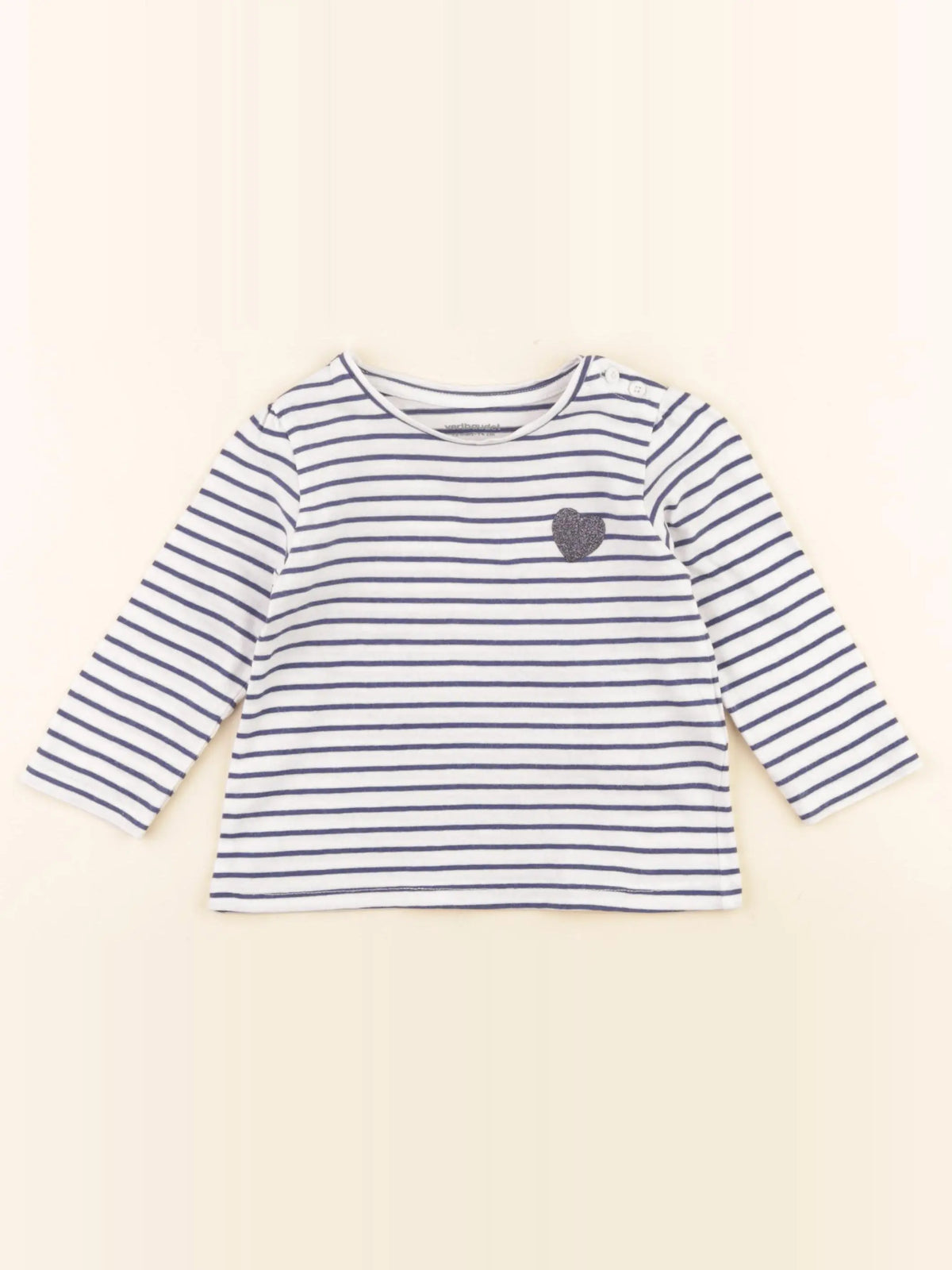 Vertbaudet - tee-shirt bleu, blanc - 12 mois