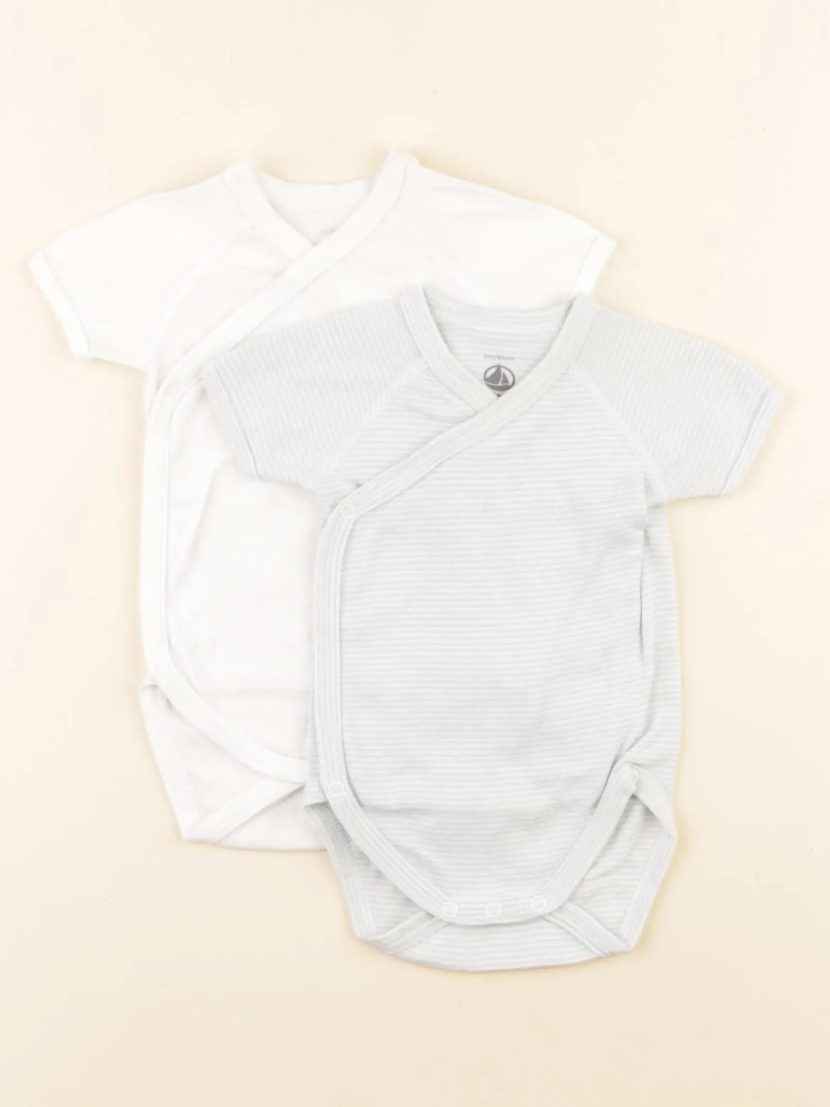 Petit Bateau - lot de 2 bodies en coton blanc, vert - 3 mois