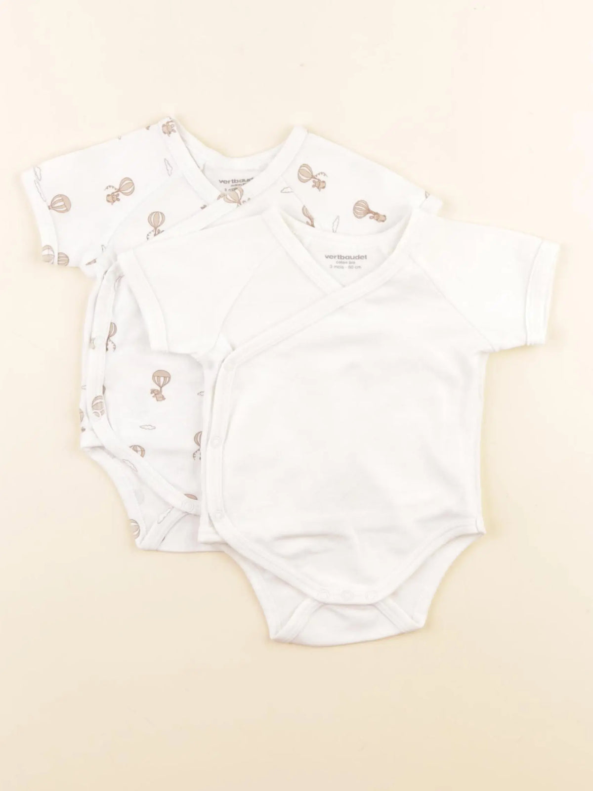 Vertbaudet - lot de 2 bodies en coton multicolore - 3 mois
