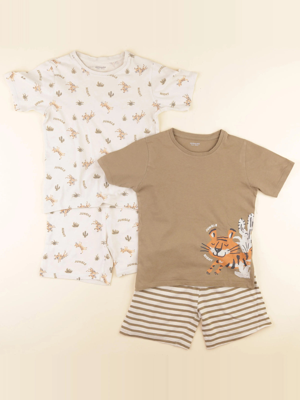 Vertbaudet - lot de 2 pyjamas coton beige - 8 ans