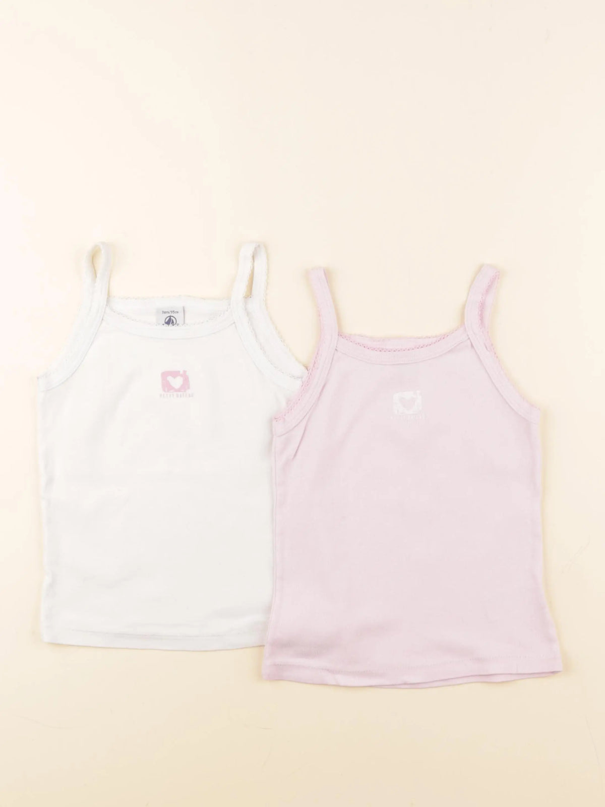 Petit Bateau - lot de 2 maillots de corps blanc, rose - 3 ans