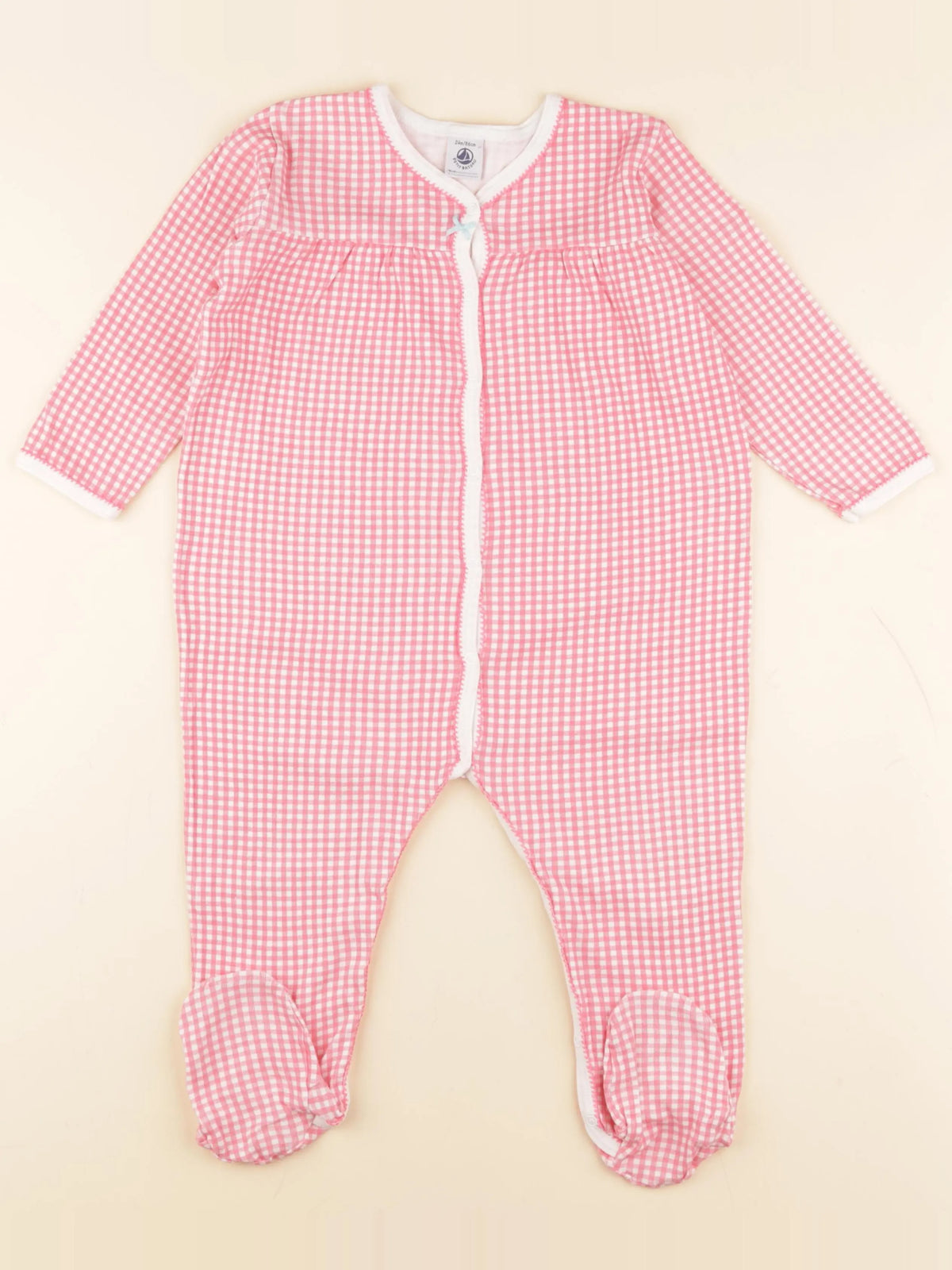 Petit Bateau - pyjama coton blanc, rose - 24 mois