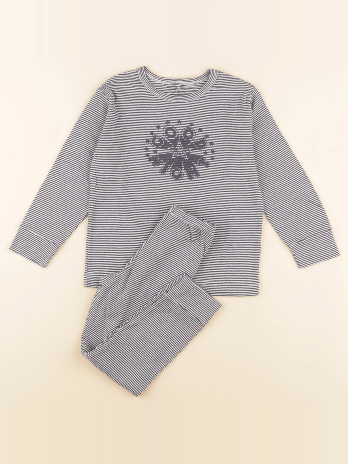 Petit Bateau - pyjama coton blanc, bleu - 4 ans