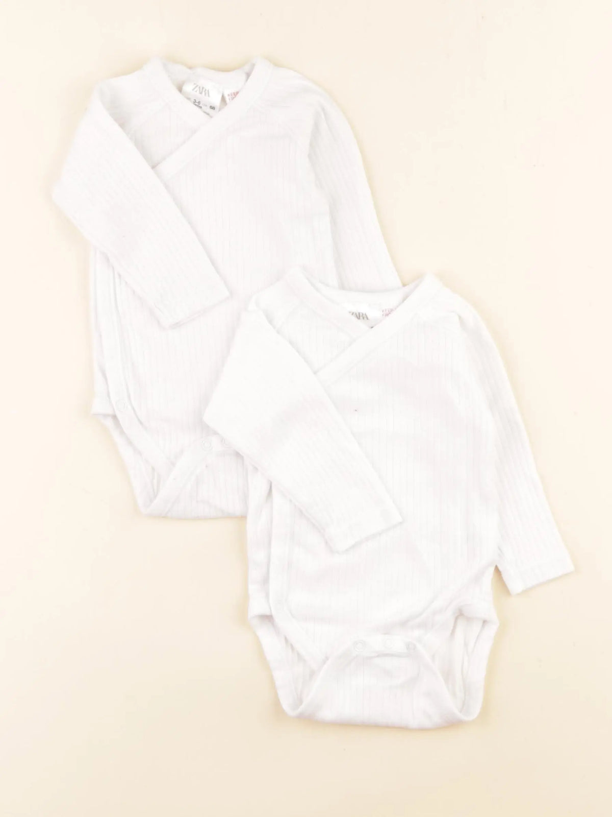 Zara - lot de 2 bodies en coton blanc - 3/6 mois